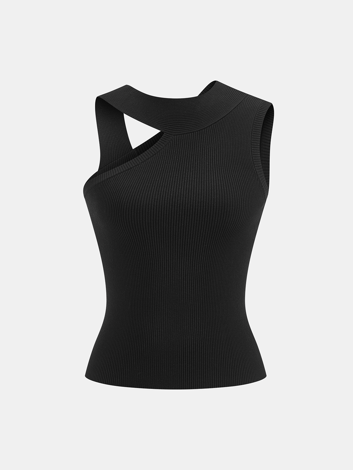 Asymmetrical Cut-Out Ribbed Knit Tank Top for Women Summer Fashion