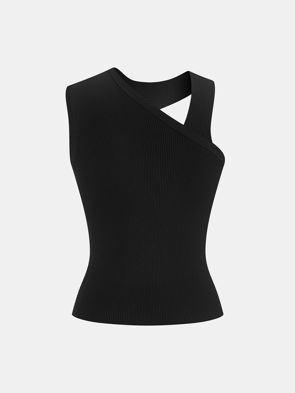 Asymmetrical Cut-Out Ribbed Knit Tank Top for Women Summer Fashion