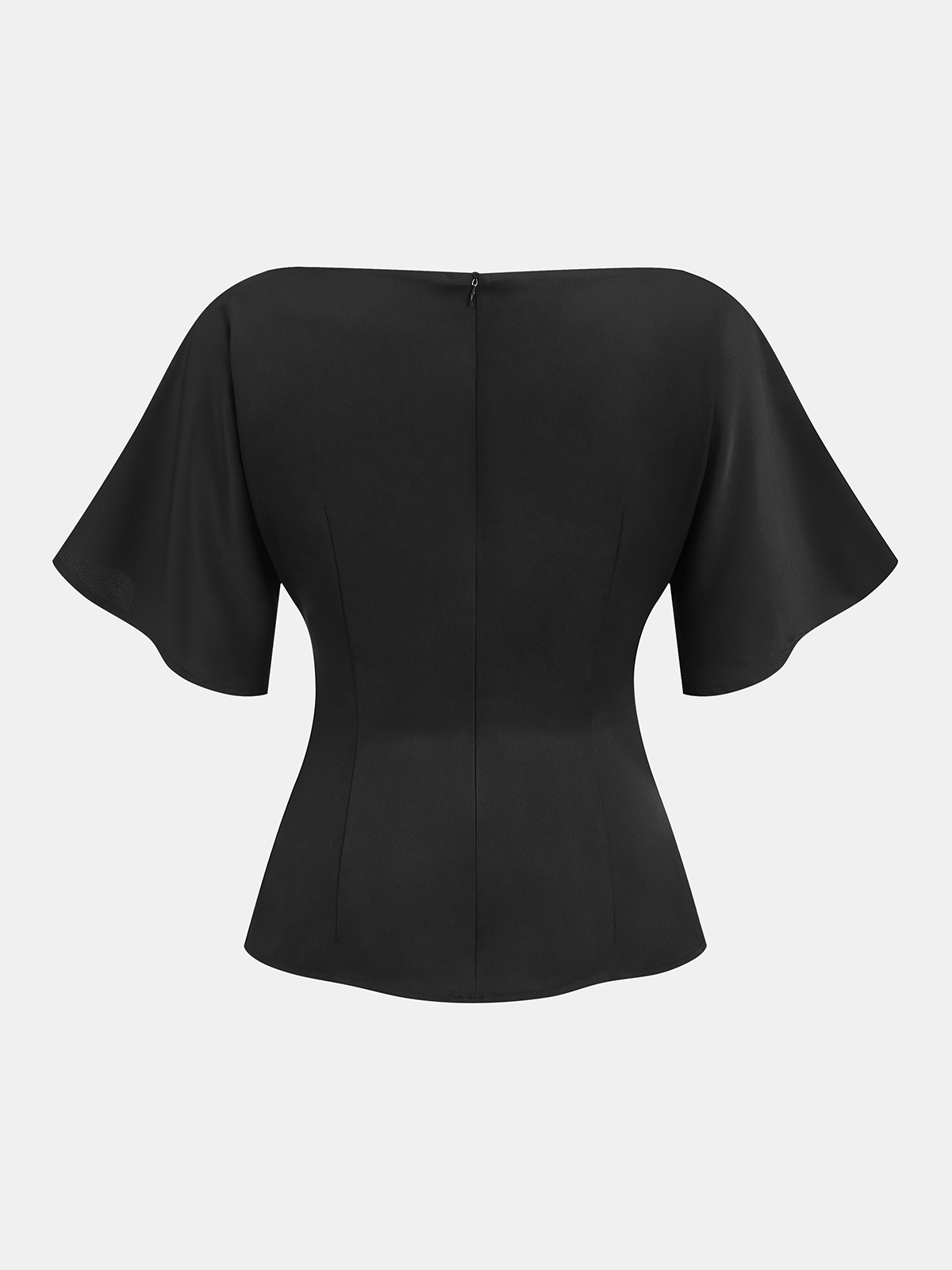 Metal Buckle Boat Neck Cinched Waist Blouse - Elegant Women's Casual Top