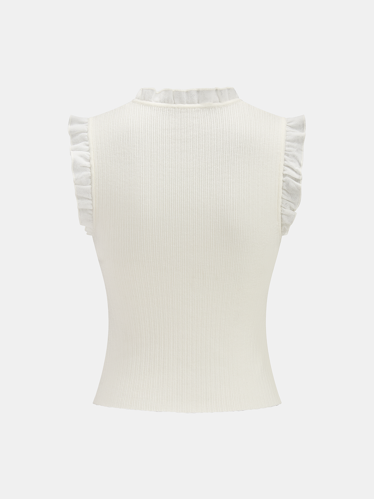 Ruffled Wool Blend Sheer Ribbed Knit Top - Cozy Lightweight Women’s Casual Shirt
