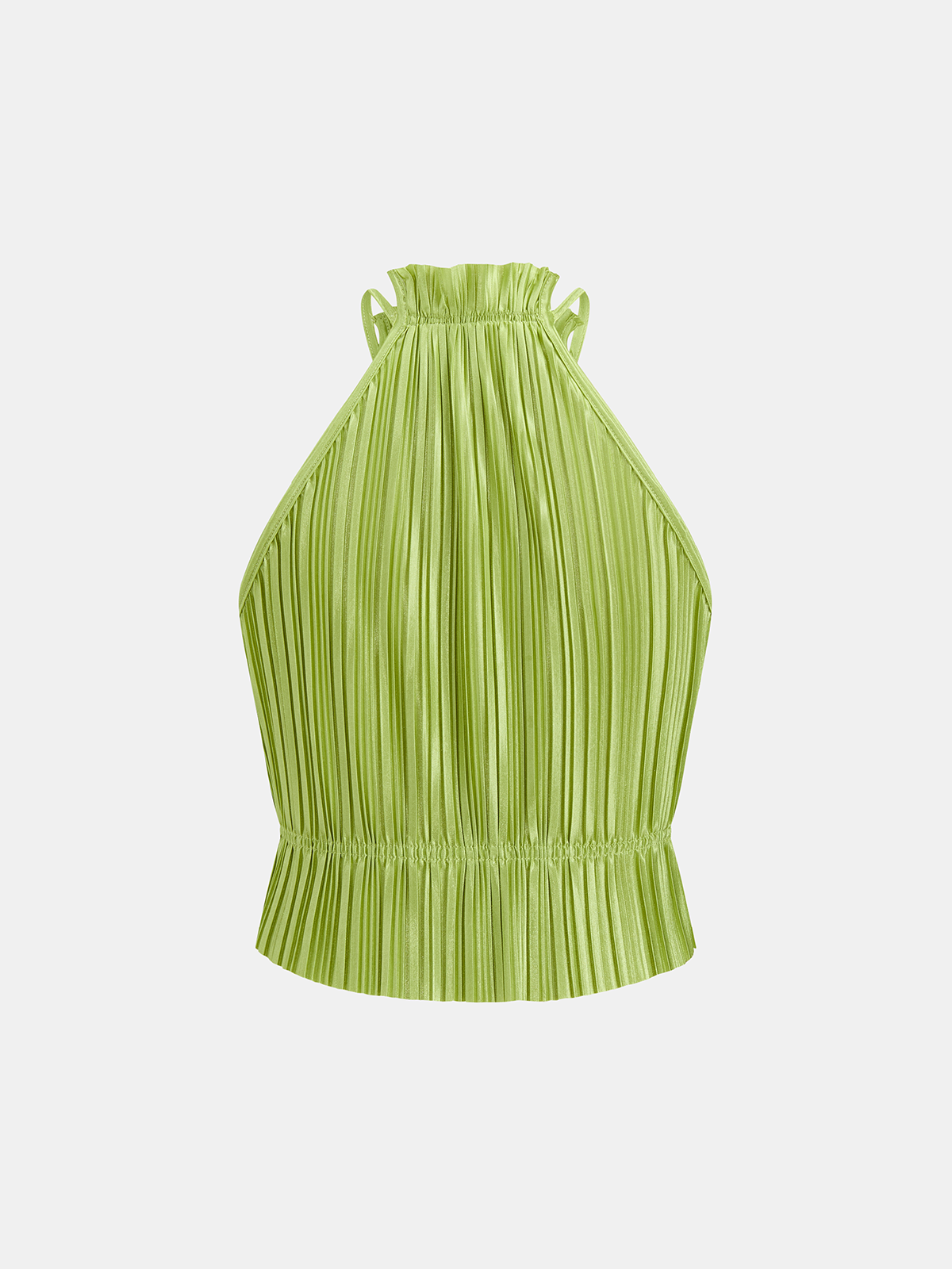 Pleated Halter Crop Top & High Waist Pants Set for Women