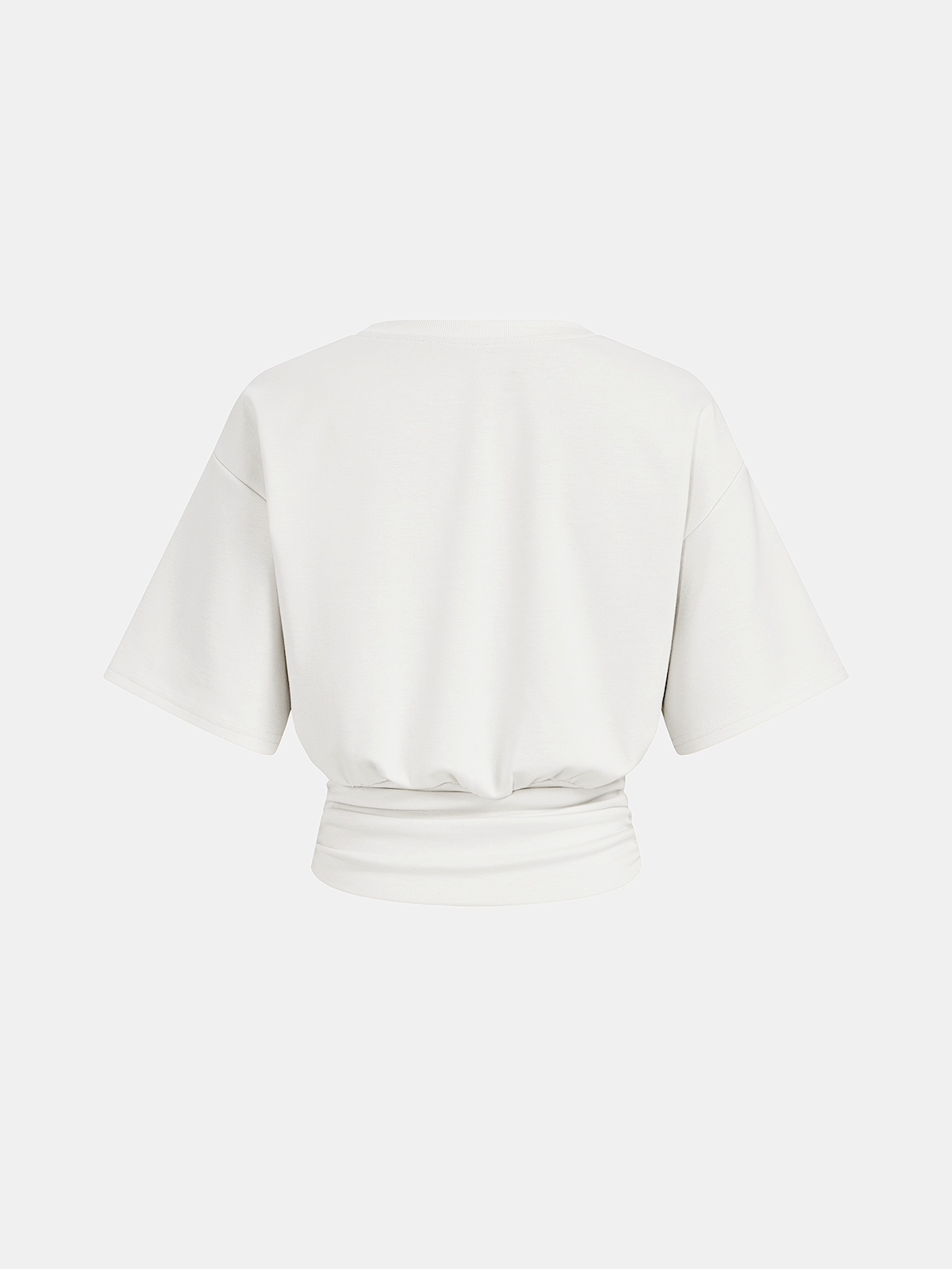 Ruched Waist Cropped Short Sleeve Top with Tie Detail