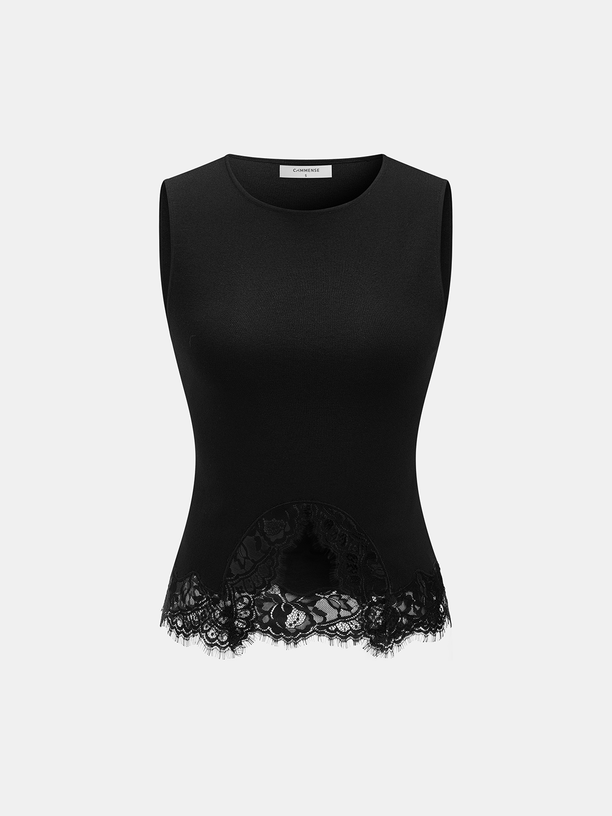 Lace Trim Fitted Ribbed Knit Tank Top for Women Casual Wear
