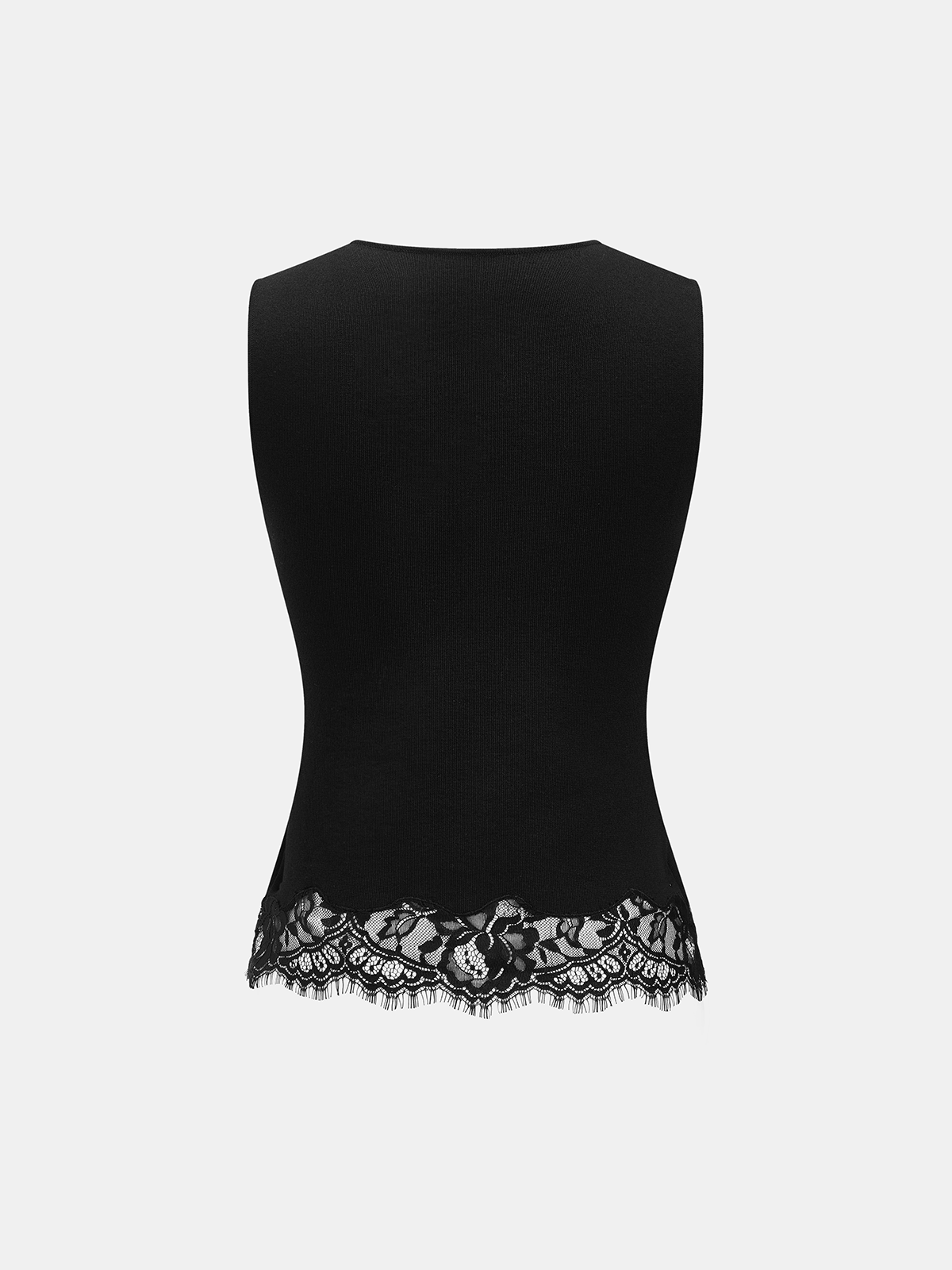 Lace Trim Fitted Ribbed Knit Tank Top for Women Casual Wear