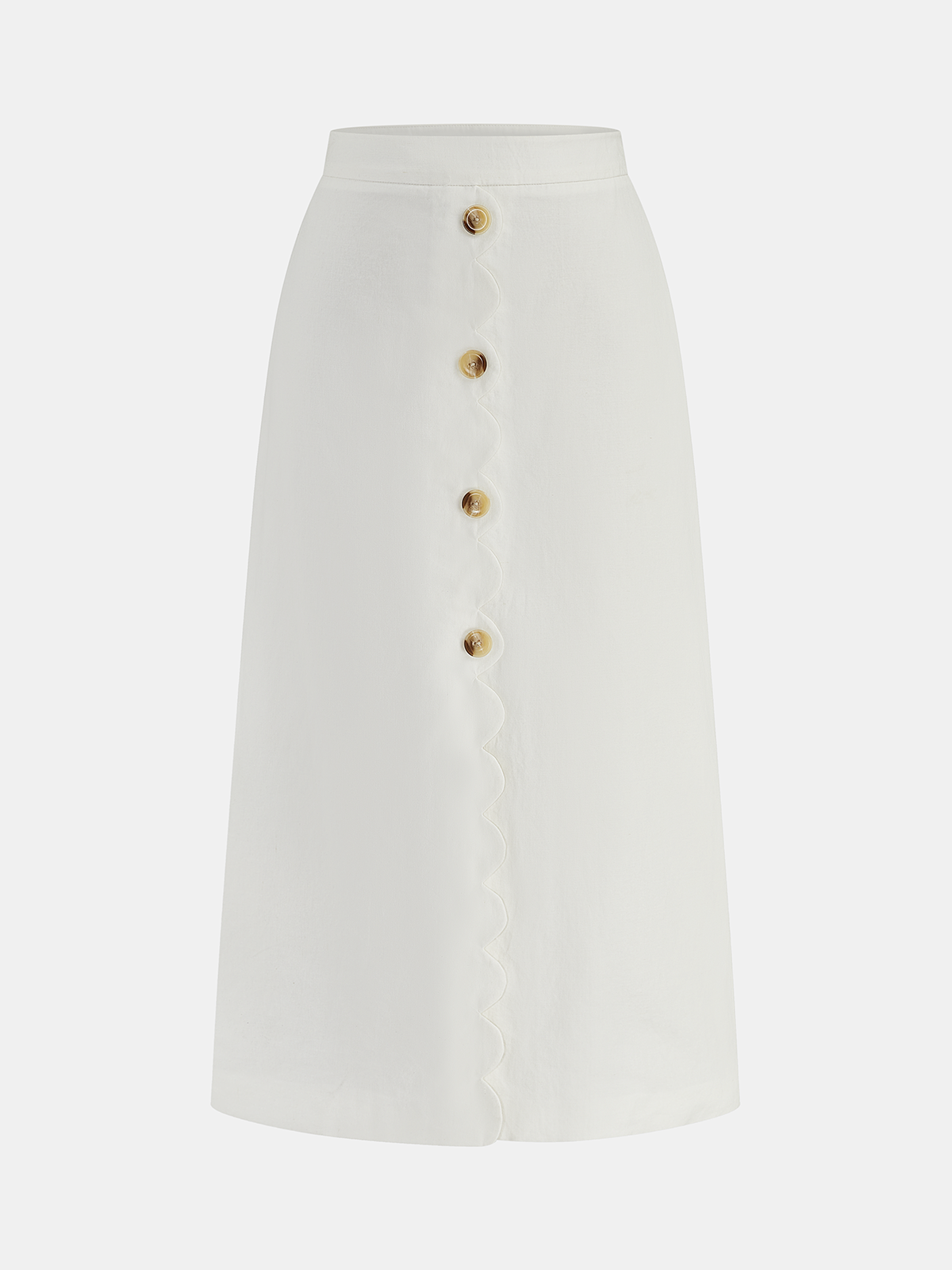 Cotton Linen Scallop Trim Vest & Skirt Set for Women Casual Summer