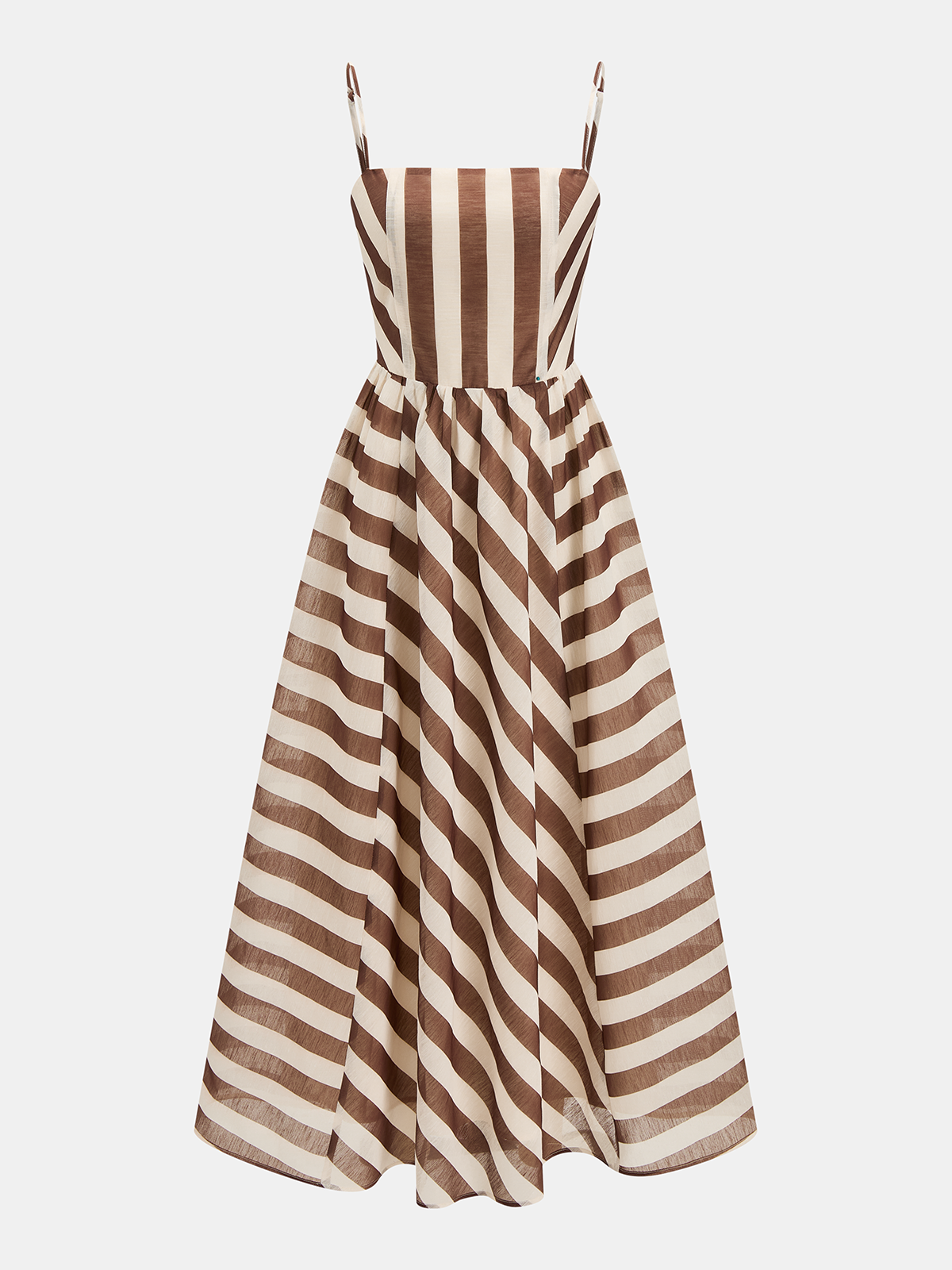 Striped Cami Maxi Dress with Adjustable Straps and Side Slit