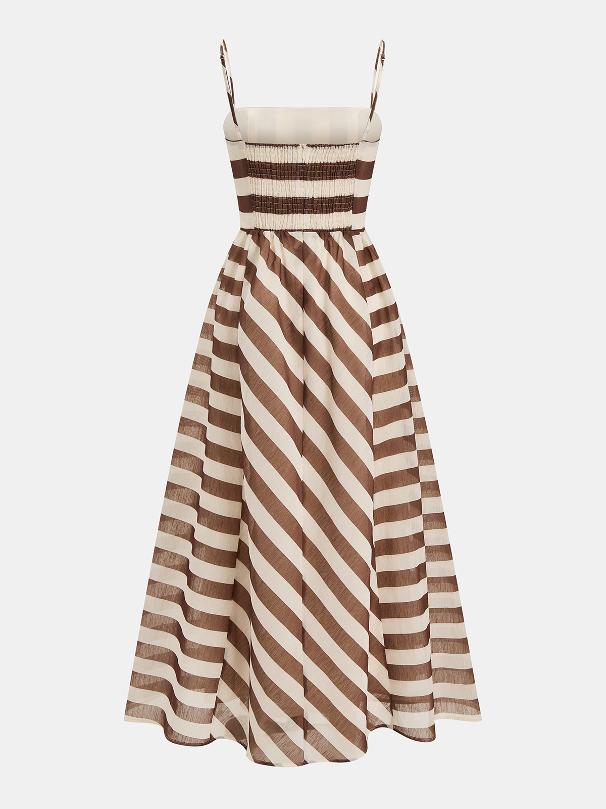 Striped Cami Maxi Dress with Adjustable Straps and Side Slit