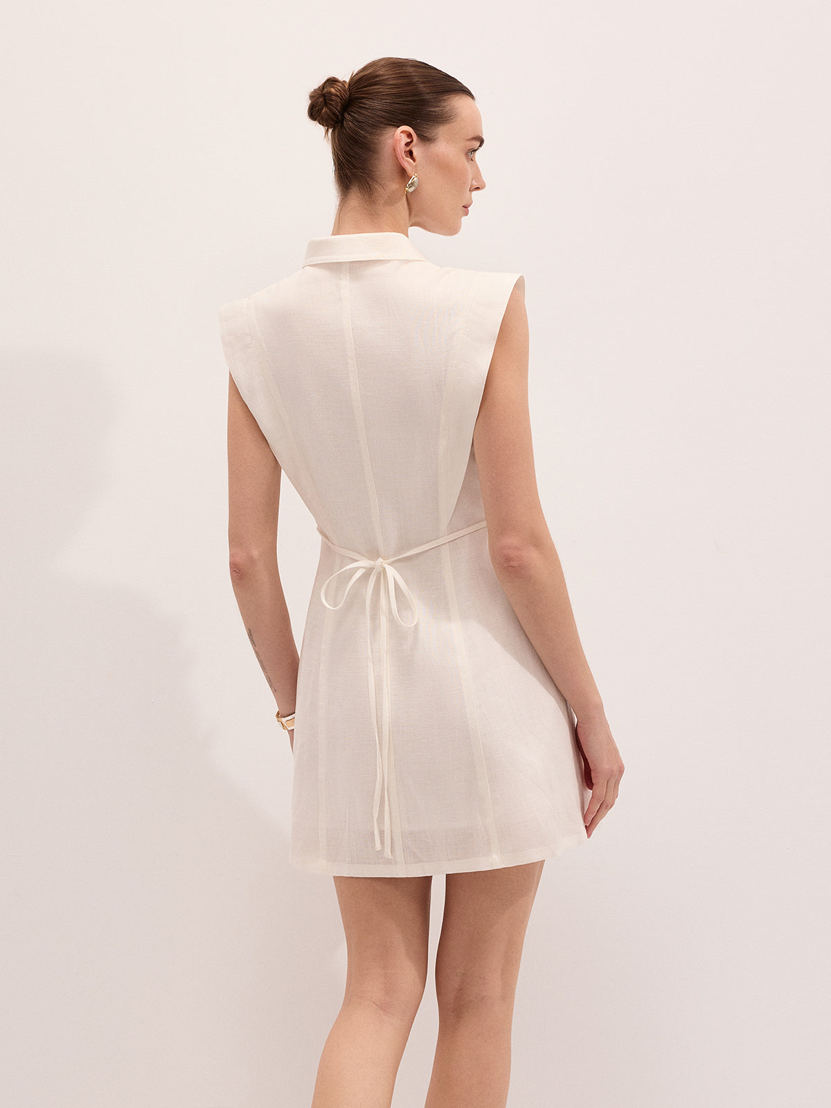 Linen Blend Sleeveless Mini Shirt Dress for Summer Casual Wear