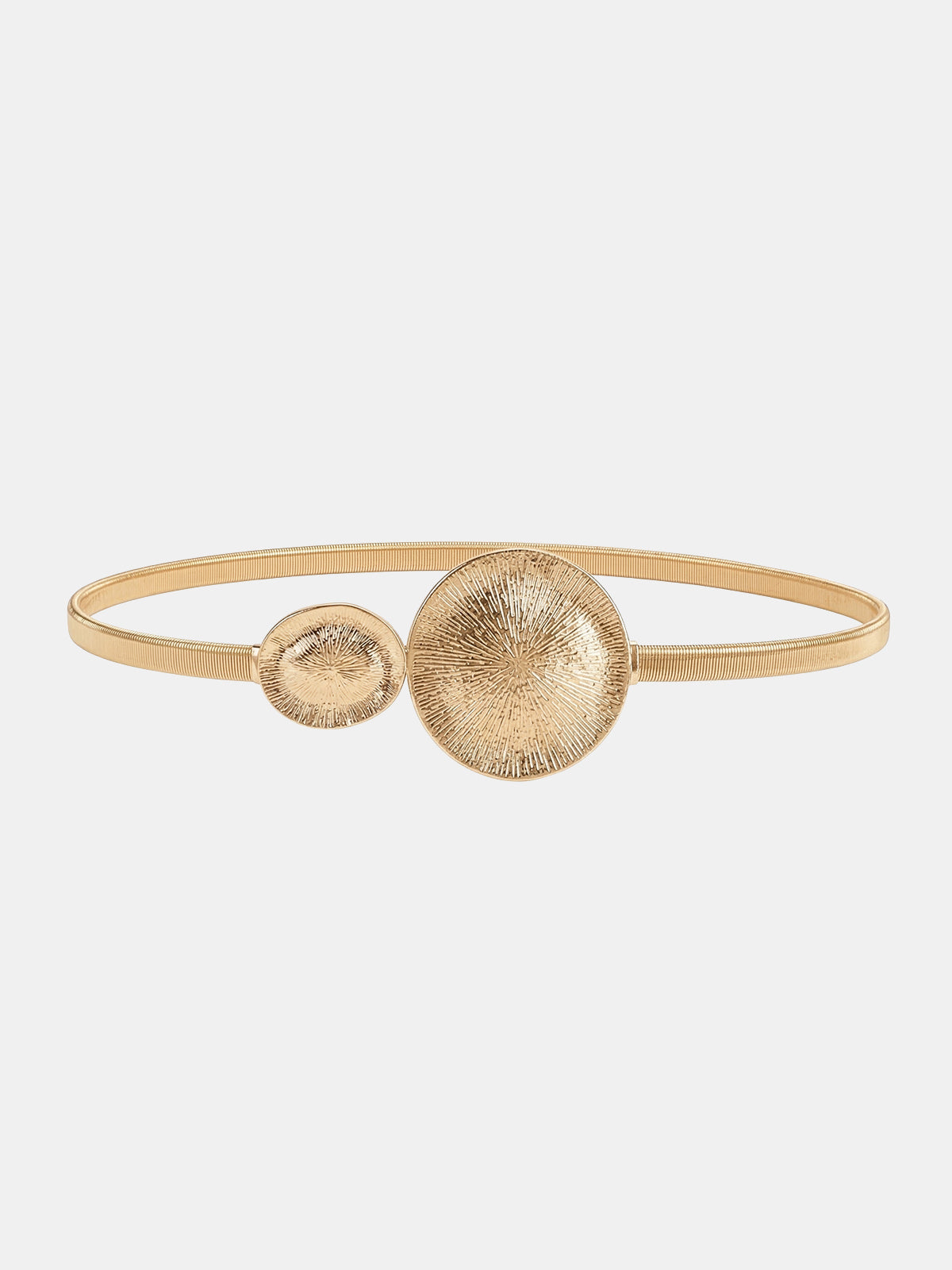 Textured Double Disc Elastic Waist Belt for Women with Metal Clasp