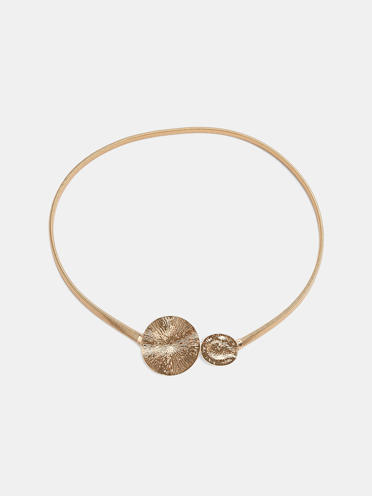 Textured Double Disc Elastic Waist Belt for Women with Metal Clasp