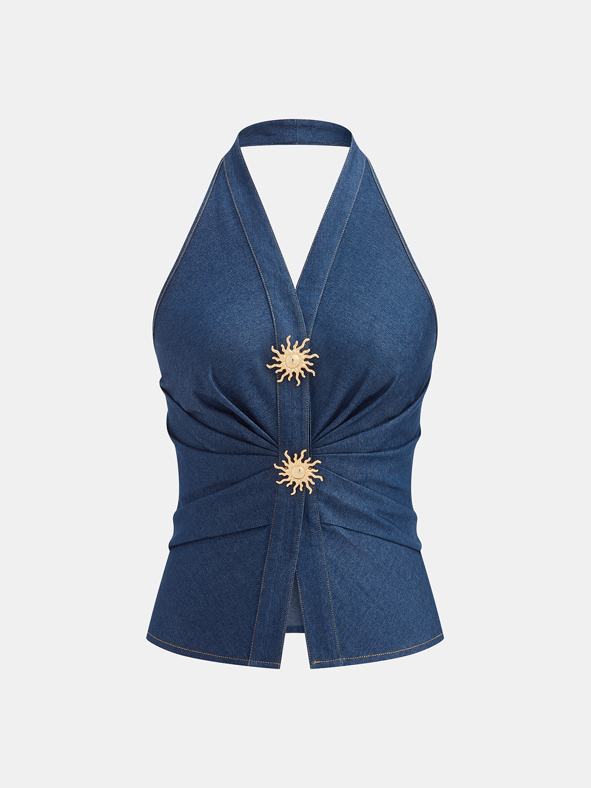 Cotton Blend Halter Vest & Shorts Set for Summer Casual Wear