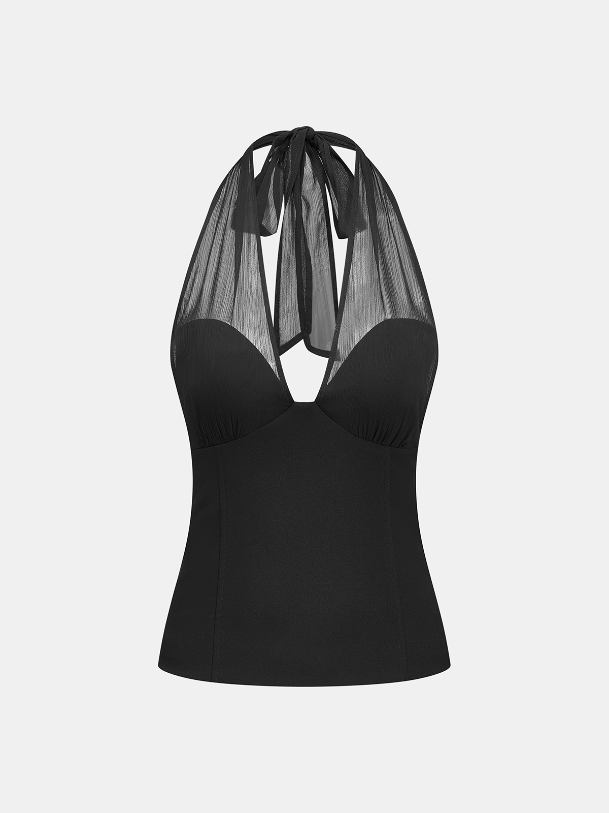 Sheer Halter Neck Top & Shorts Set for Women Summer Outfit