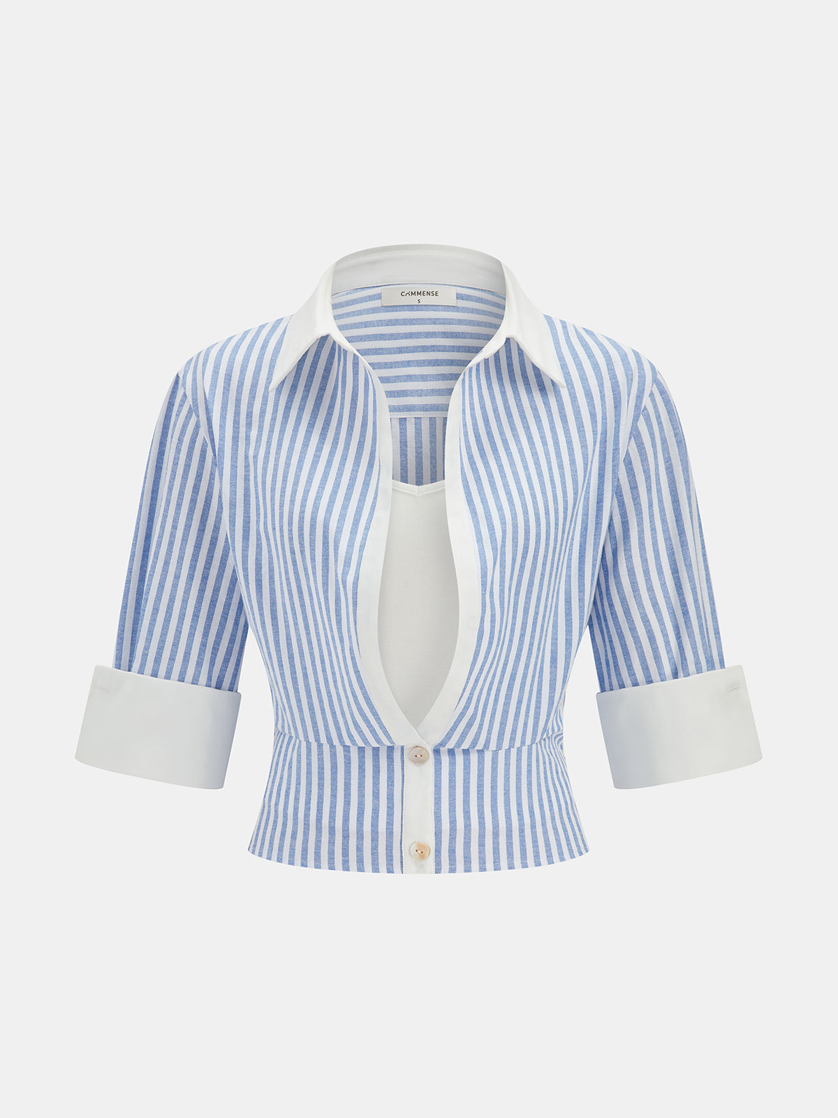 Striped Cotton Blend Cropped Shirt for Women Casual Summer Wear