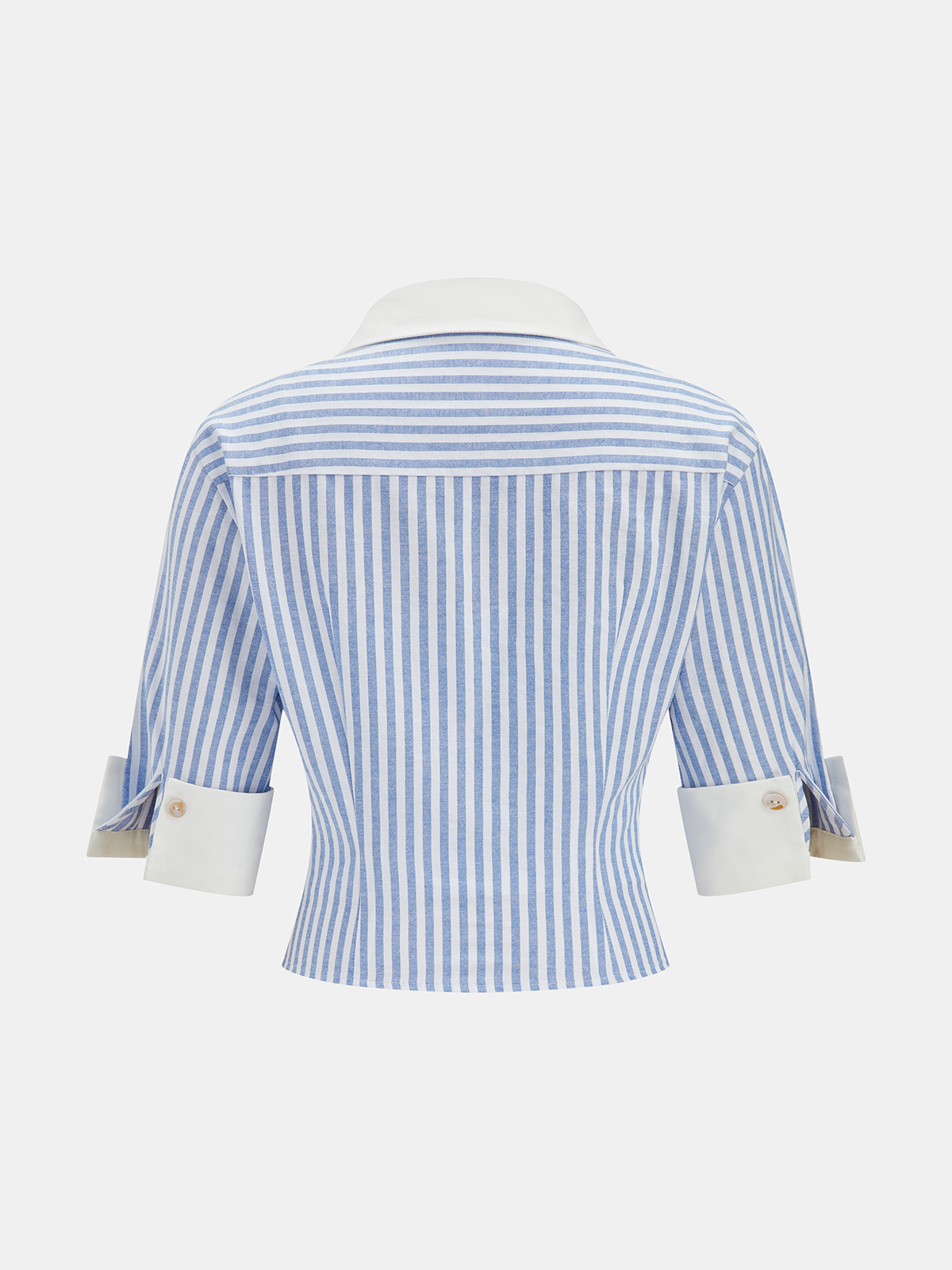Striped Cotton Blend Cropped Shirt for Women Casual Summer Wear