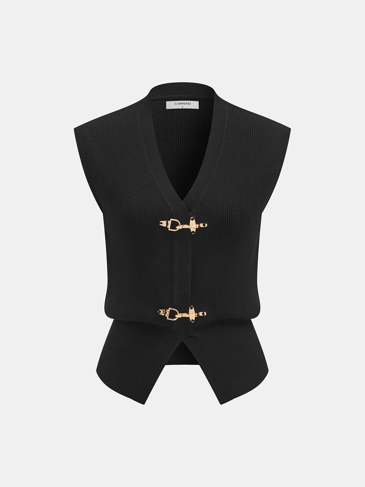 Metal Buckle Sleeveless Knit Cardigan for Women, Lightweight Casual Top