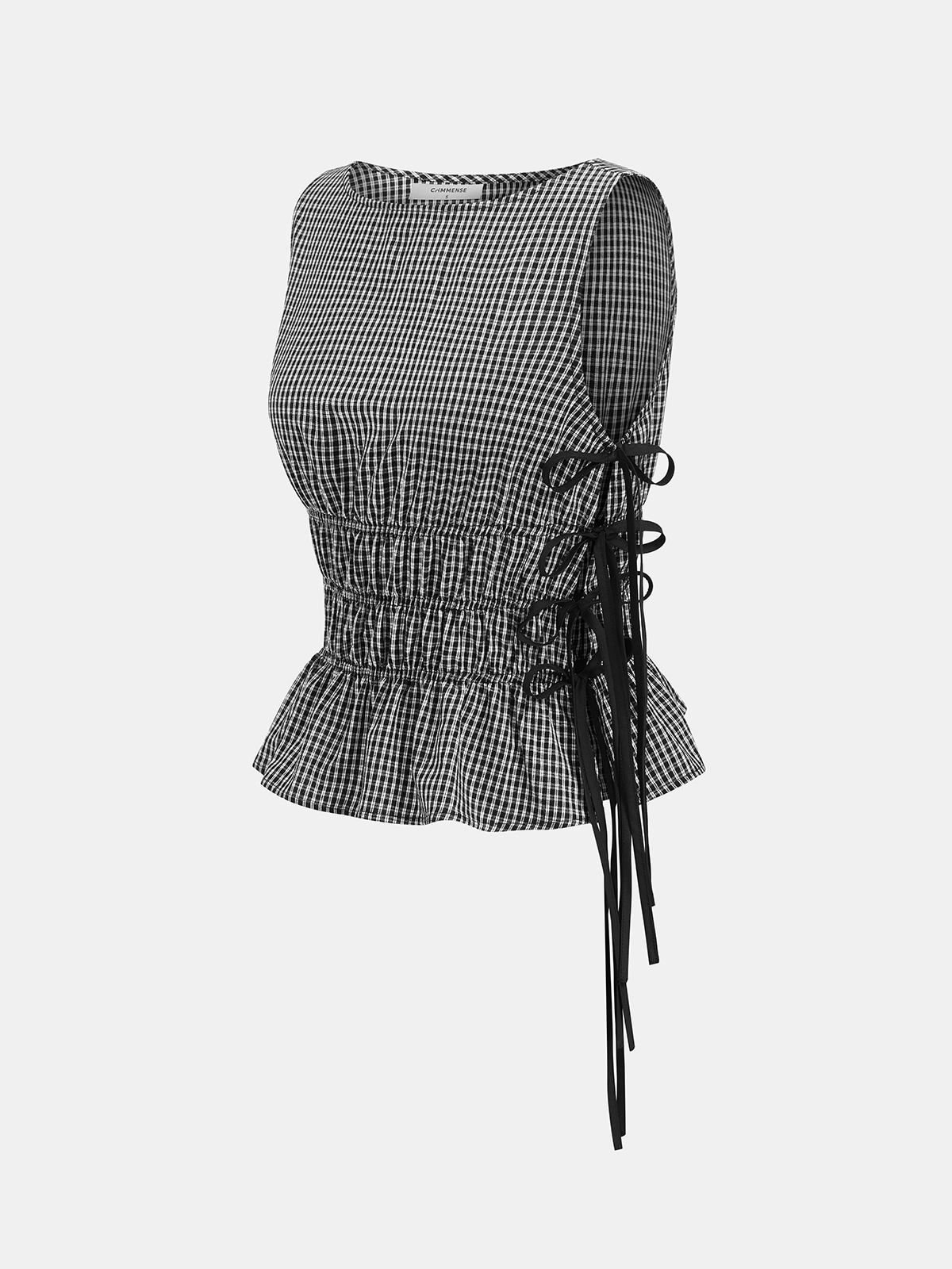 Gingham Lace-Up Sleeveless Top & Pants Set for Women Summer Outfit