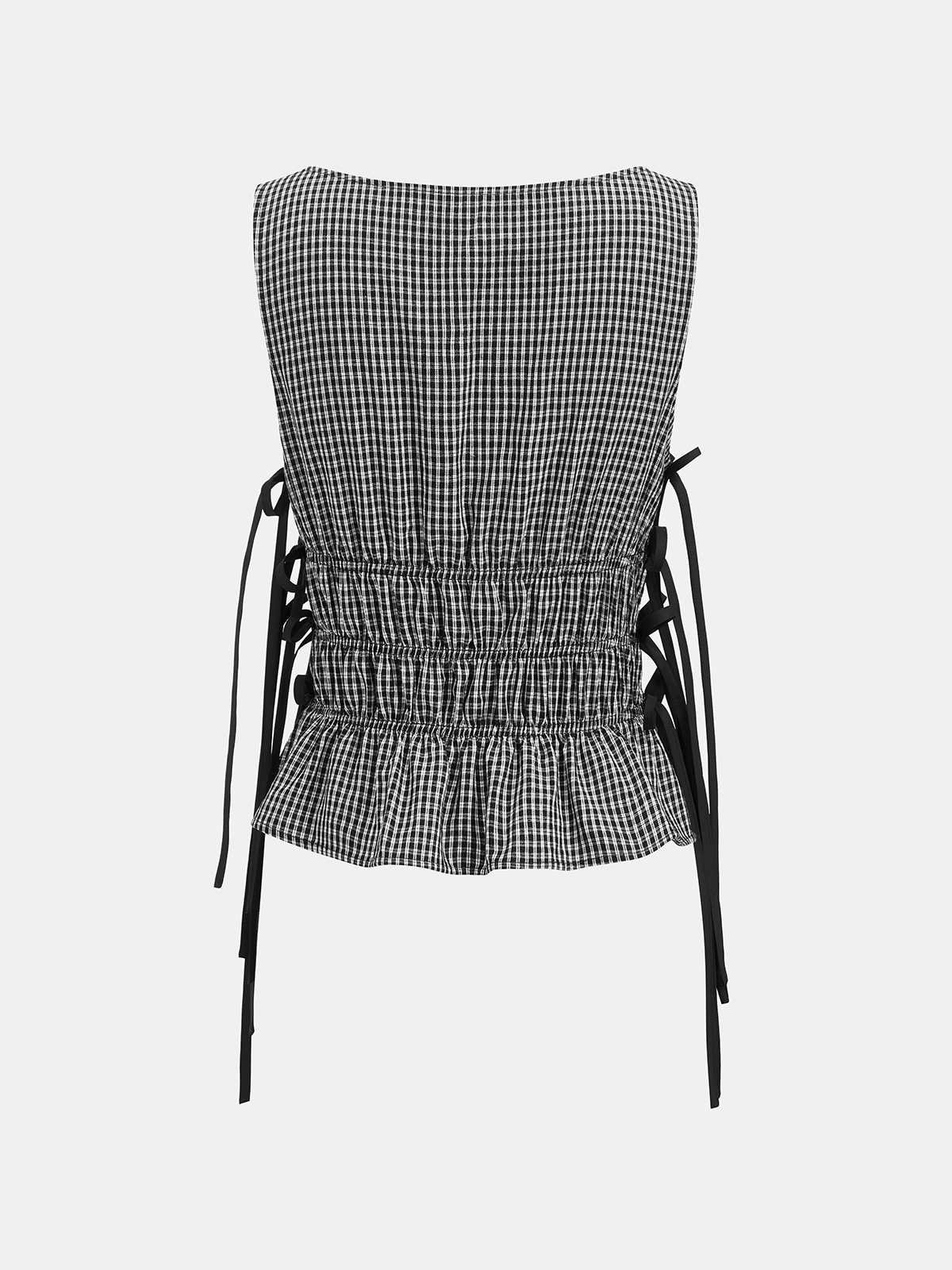 Gingham Lace-Up Sleeveless Top & Pants Set for Women Summer Outfit