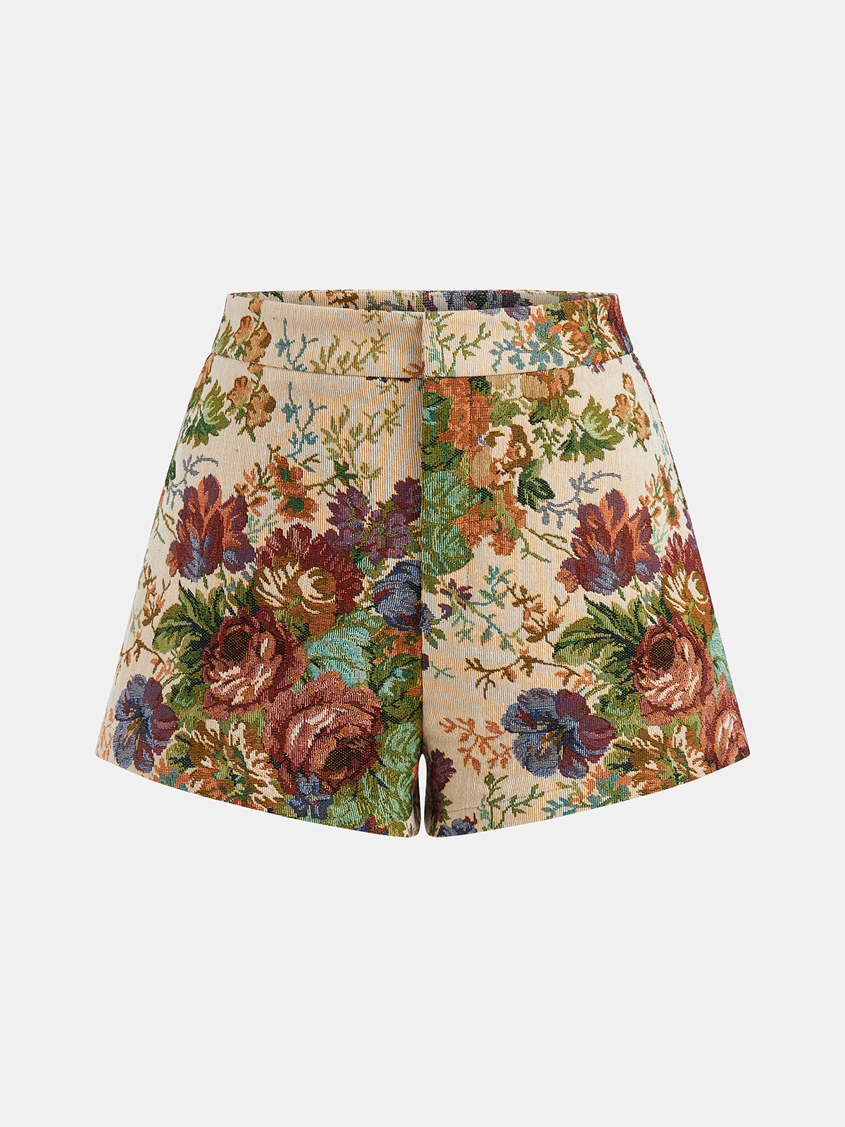 Floral Jacquard Mid-Waist Shorts Elegant Summer Style for Women