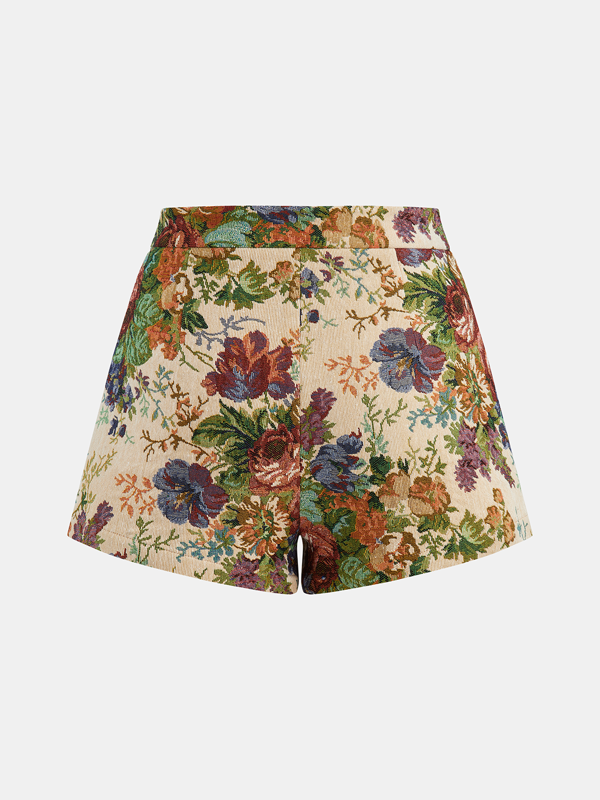 Floral Jacquard Mid-Waist Shorts Elegant Summer Style for Women