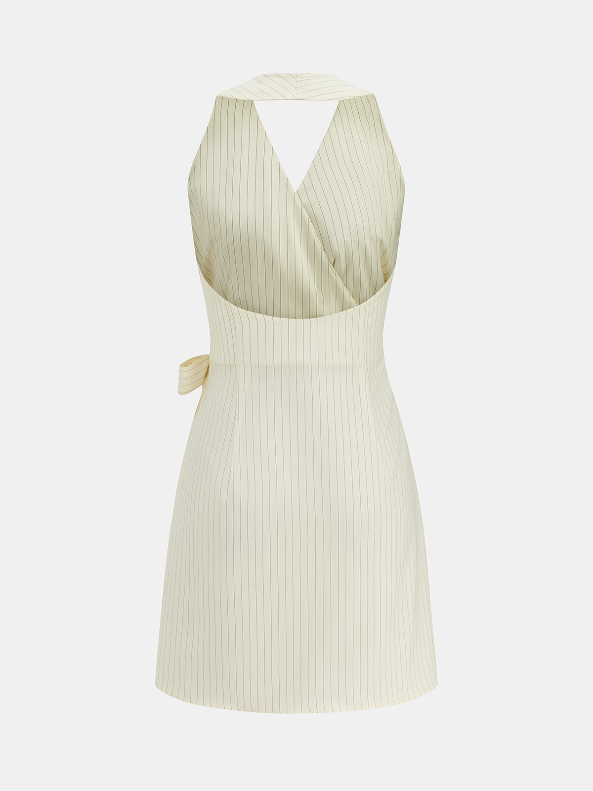 Striped Halter Wrap Tie Mini Dress with Adjustable Neck Closure