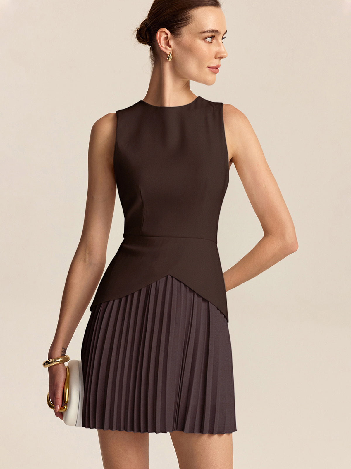 Pleated Hem Mini Dress Flattering Fit Flare Design