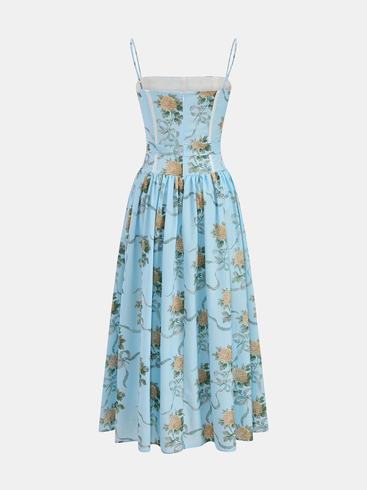 Floral Print Cami Midi Dress with Adjustable Straps and Side Slit