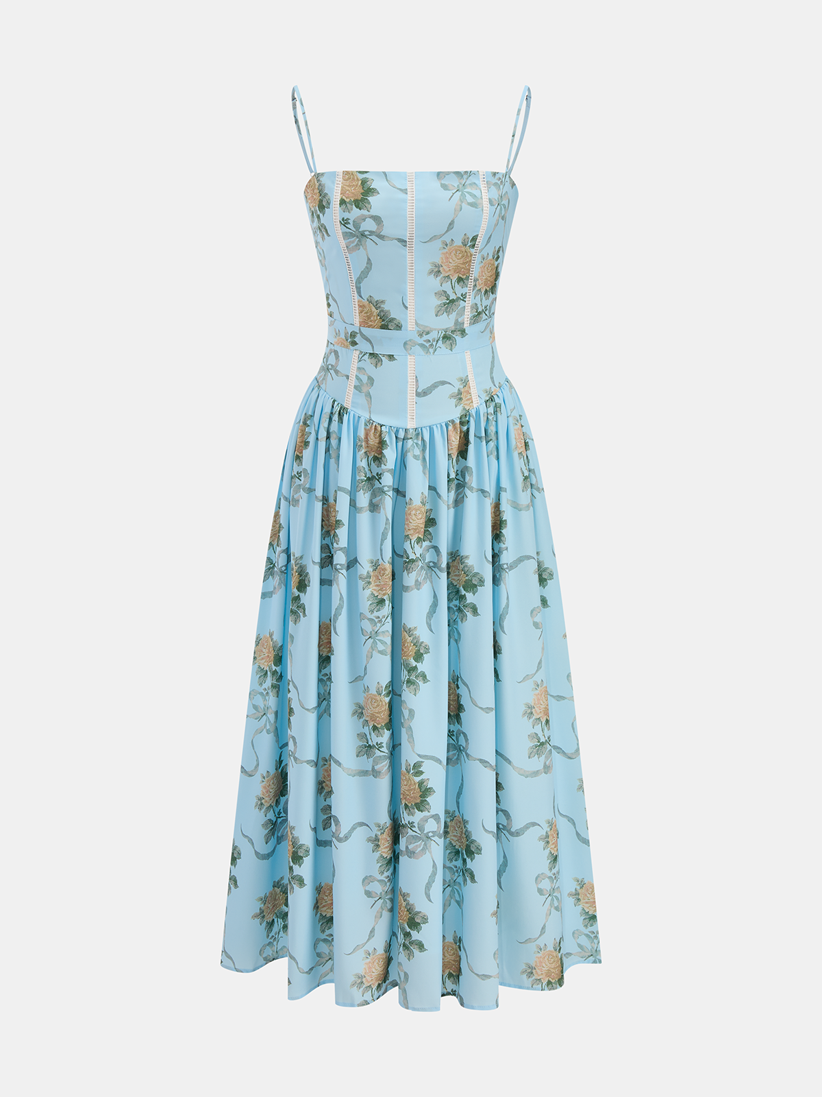 Floral Print Cami Midi Dress with Adjustable Straps and Side Slit