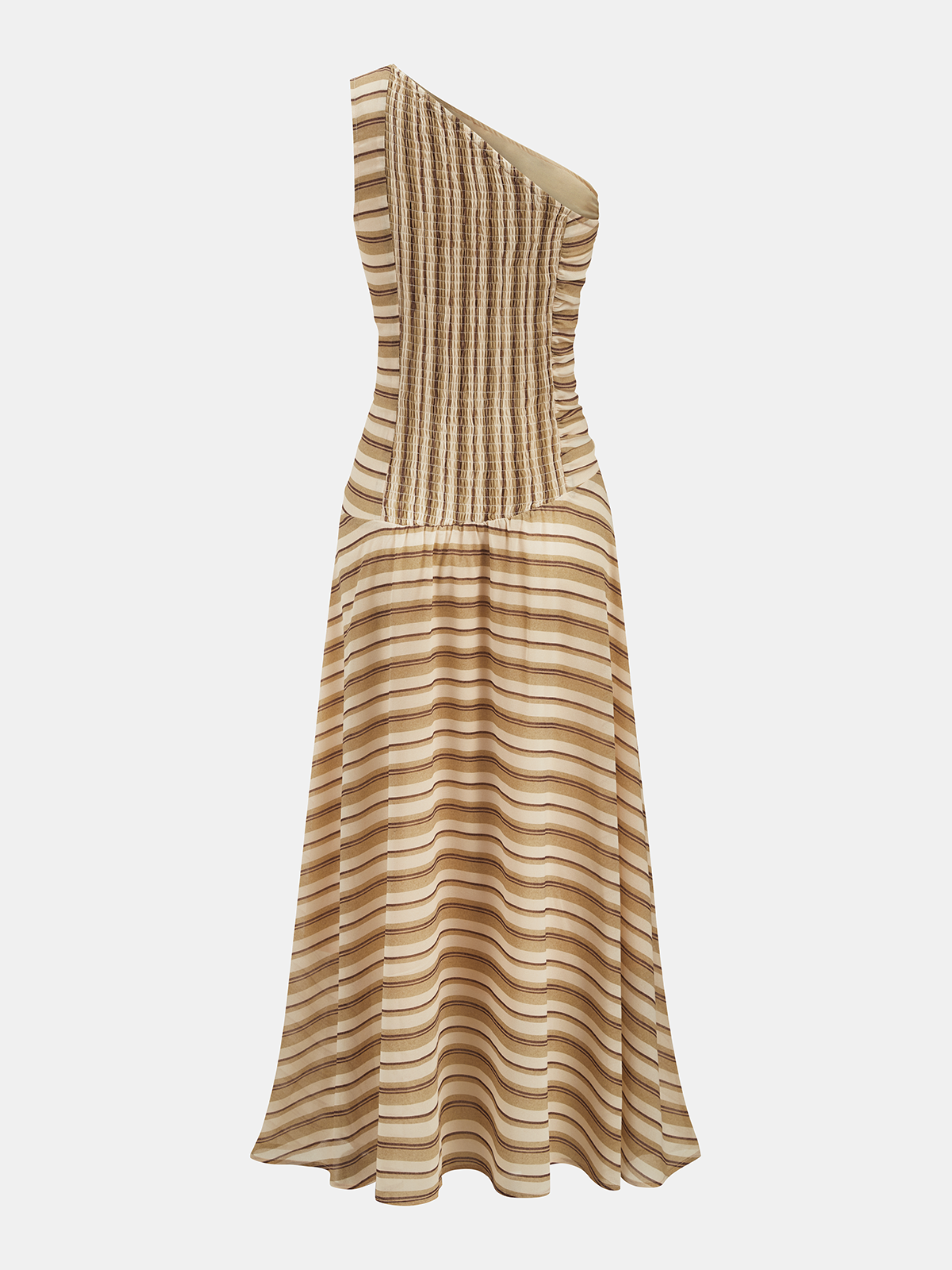 One Shoulder Ruched Striped Maxi Dress for Women Elegant Summer
