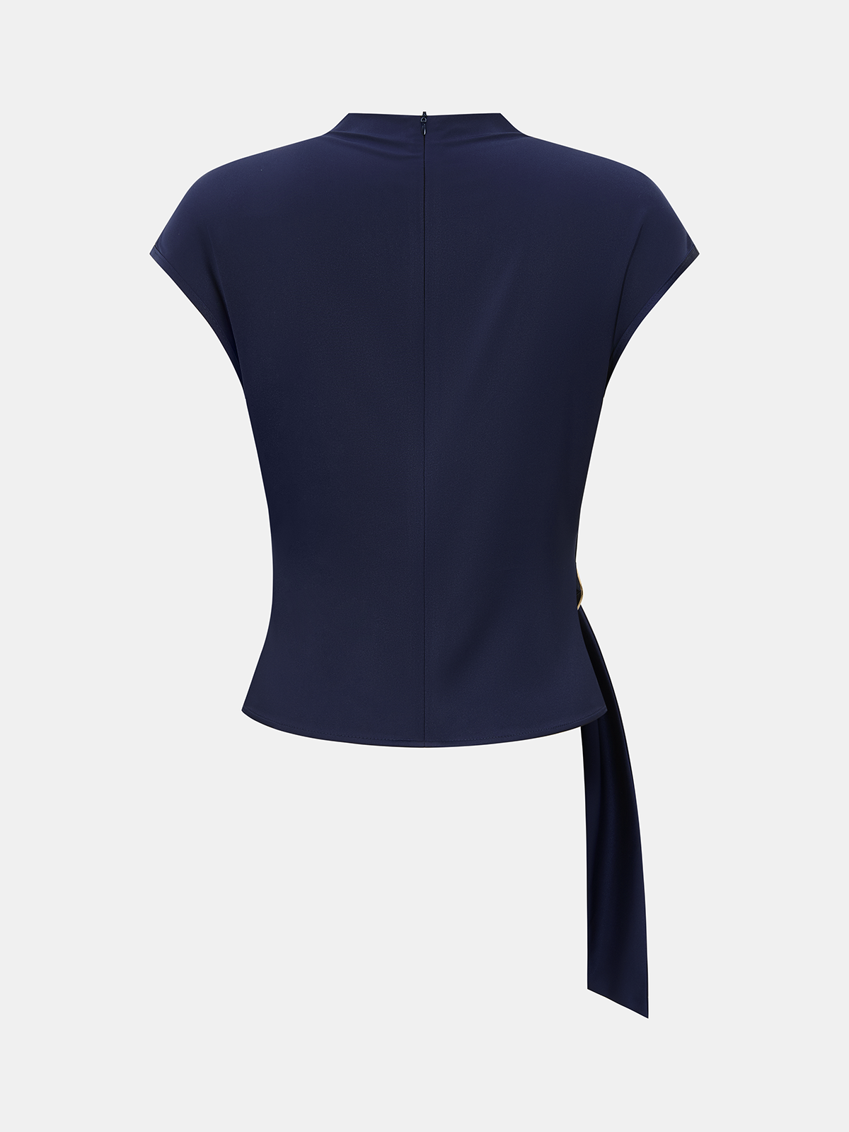 Metal Buckle Cap Sleeve Satin Top for Elegant Evening Wear