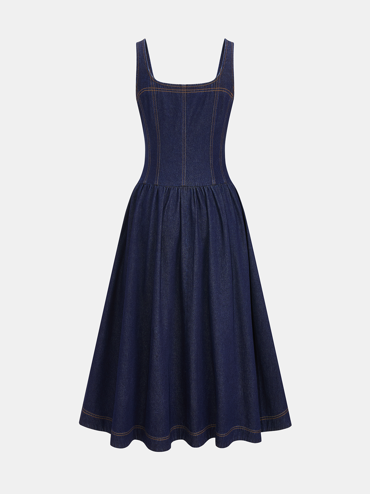 Sleeveless Denim Flare Maxi Dress for Women Casual Summer Style