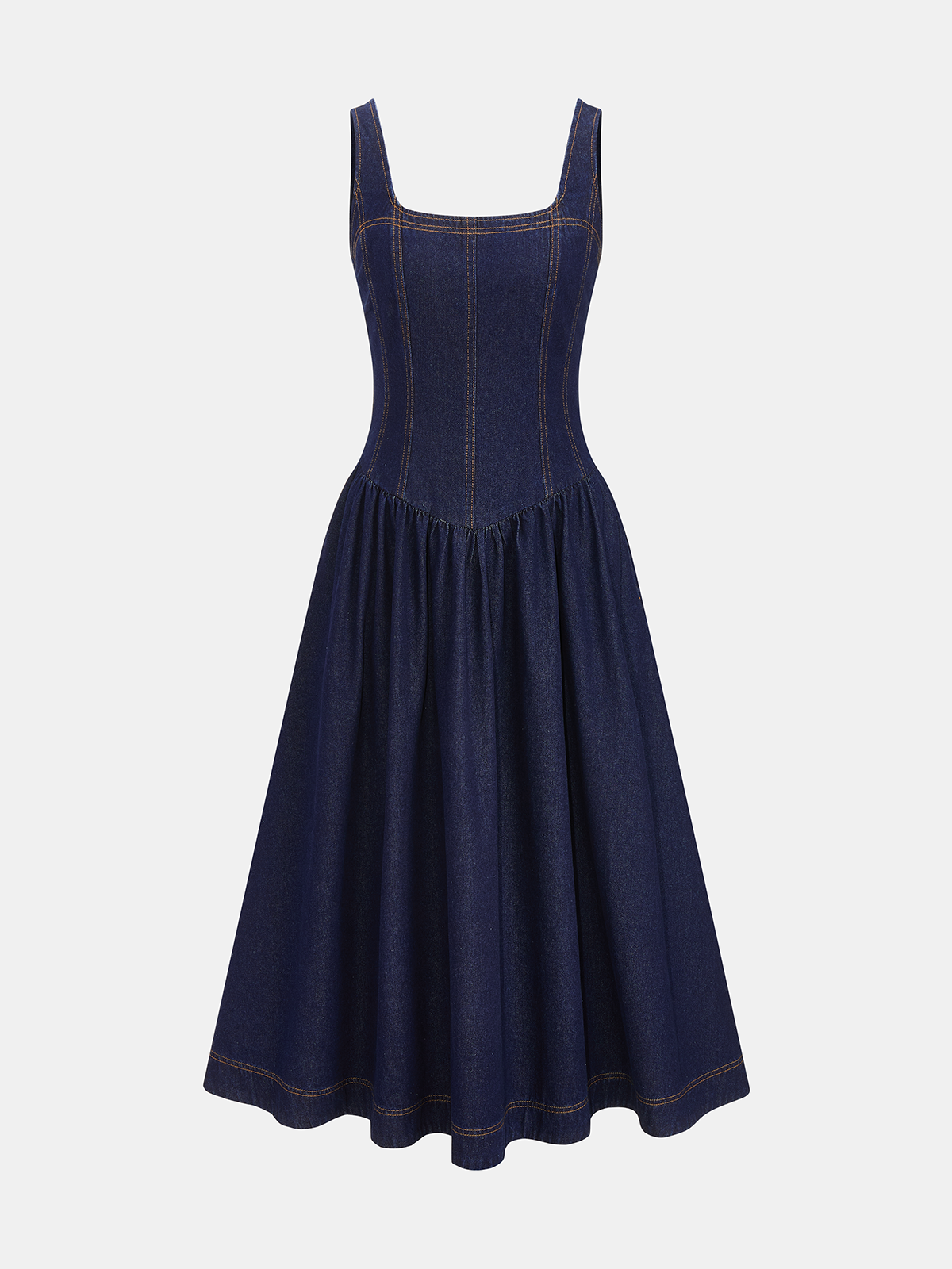 Sleeveless Denim Flare Maxi Dress for Women Casual Summer Style