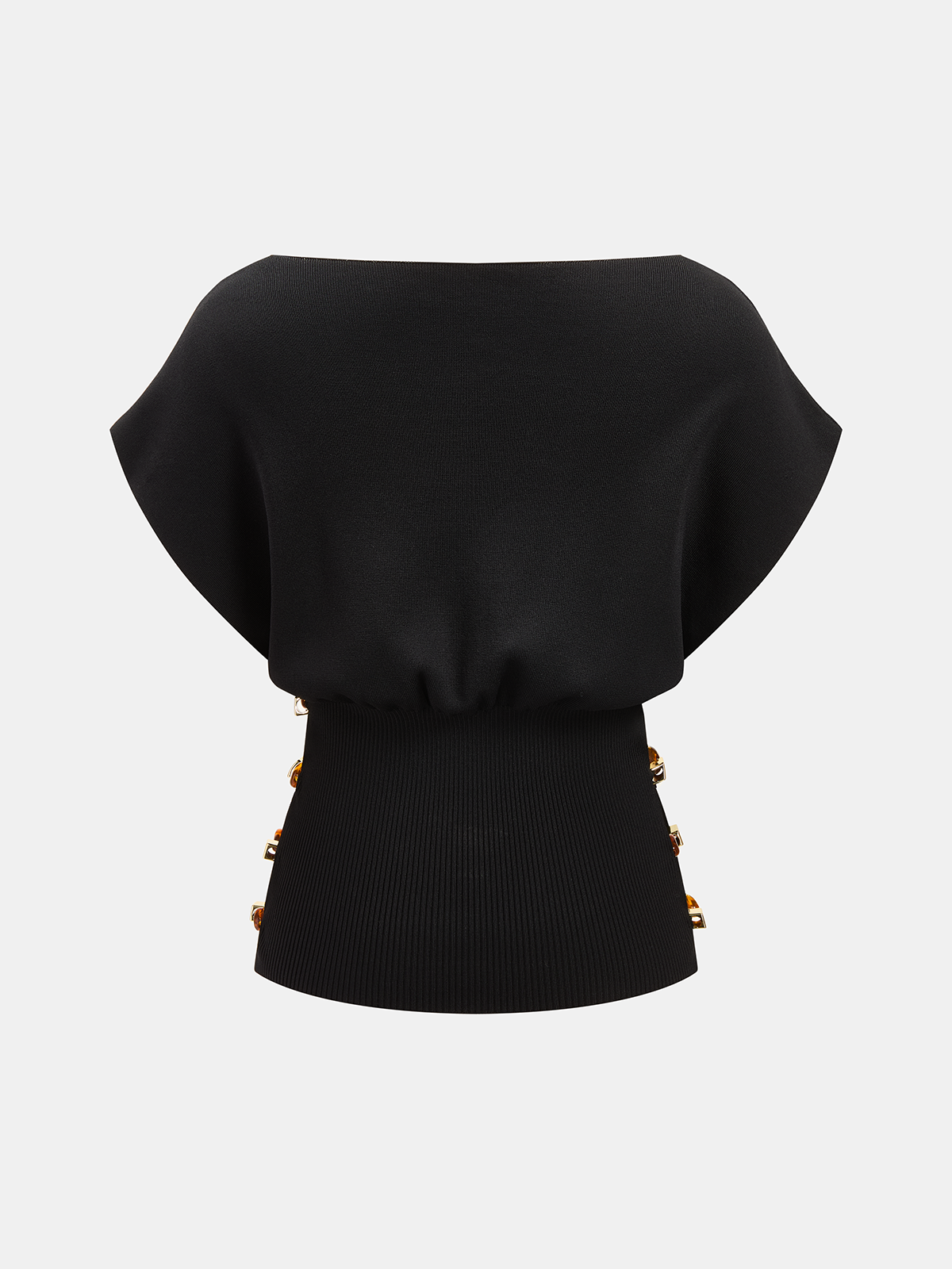 Amber Detail Cinched Waist Knit Top Comfortable Stylish Casual Fit
