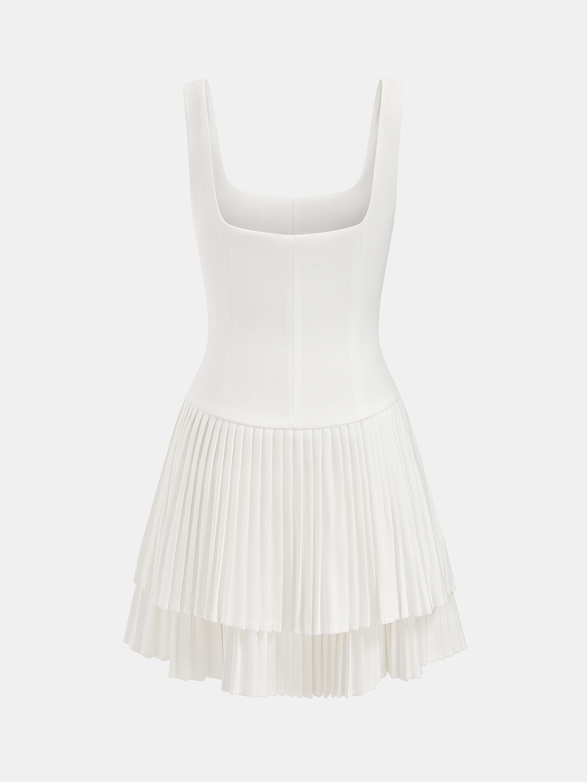 Square Neck Pleated Dress for Women Elegant Evening Wear