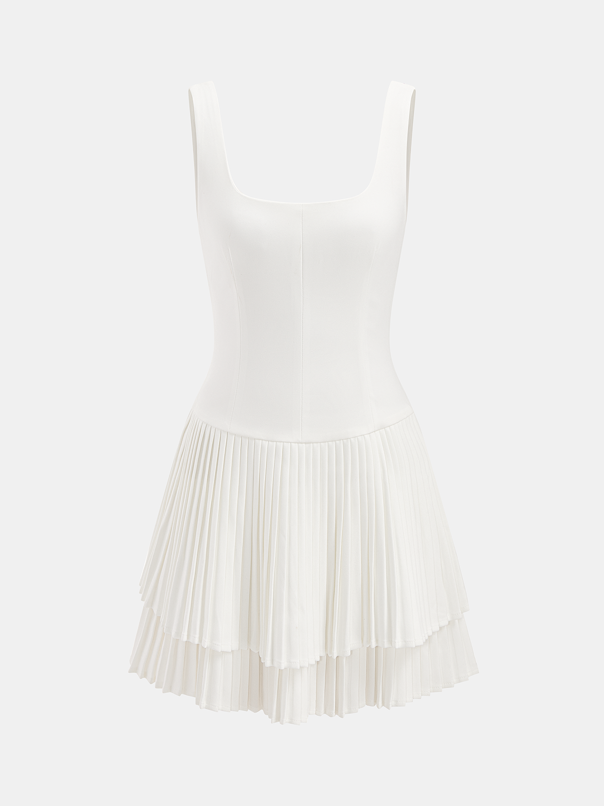 Square Neck Pleated Dress for Women Elegant Evening Wear