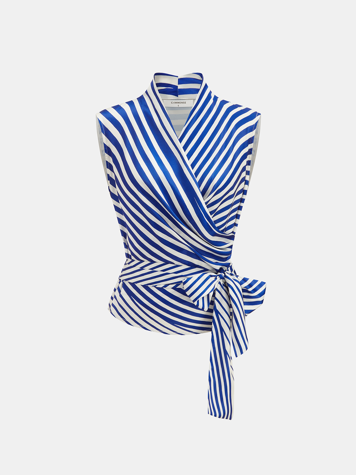 Striped Wrap Tie-Waist Tank Top with Adjustable Straps