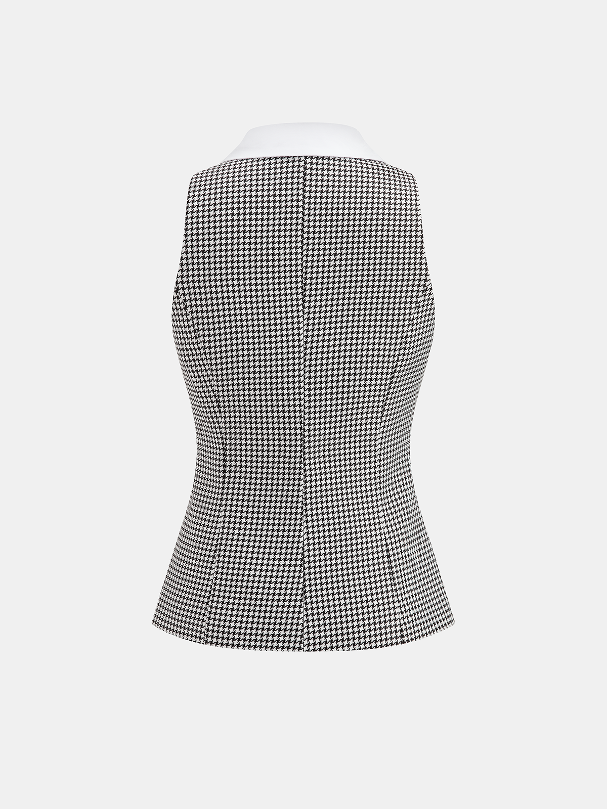 Houndstooth Collared Button Down Vest Classic Wool Blend