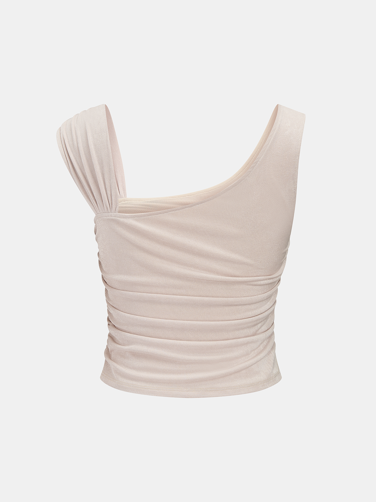 Asymmetric Neckline Ruched Tank Top for Women Slim Fit