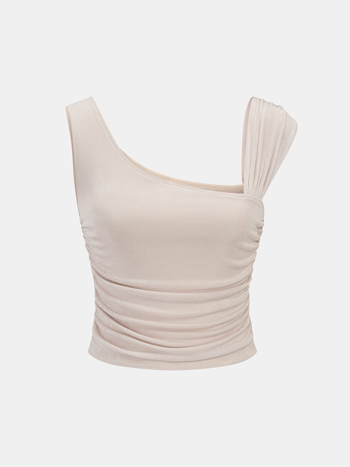 Asymmetric Neckline Ruched Tank Top for Women Slim Fit