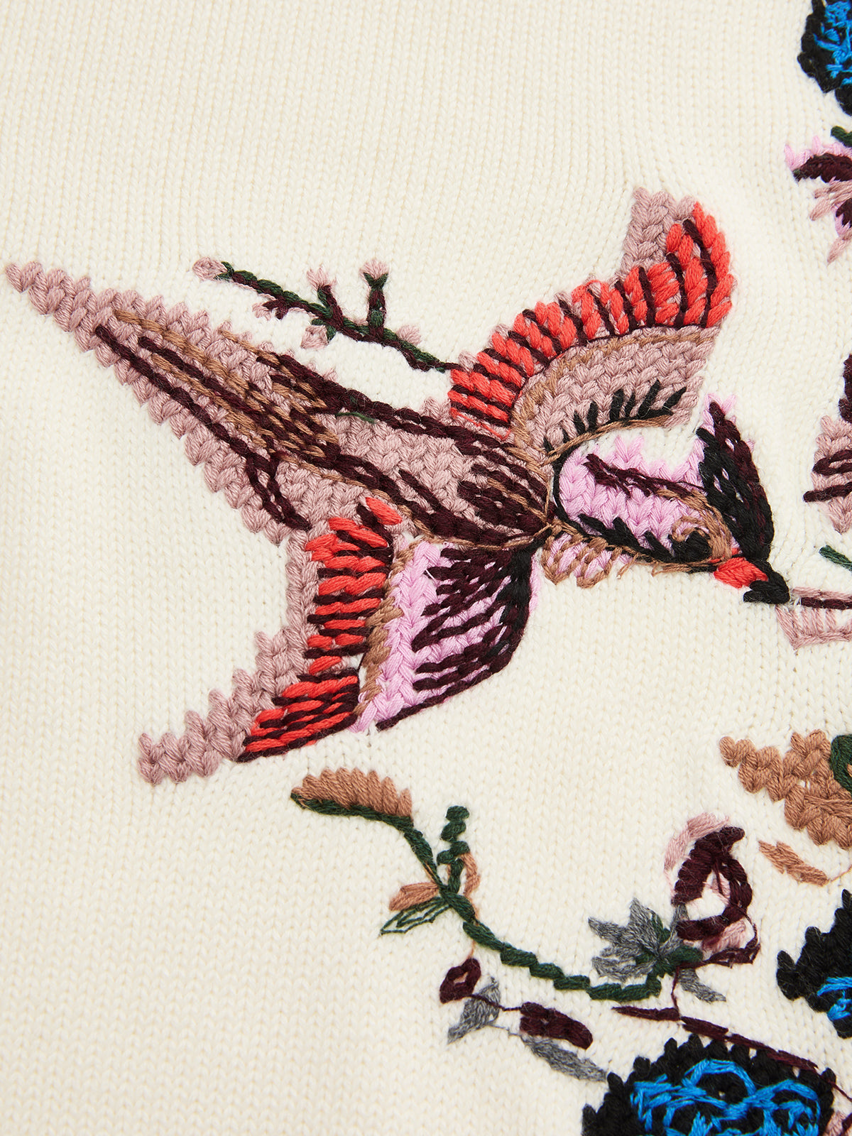 Embroidered Floral Bird Knit Vest for Women Lightweight Spring Fashion
