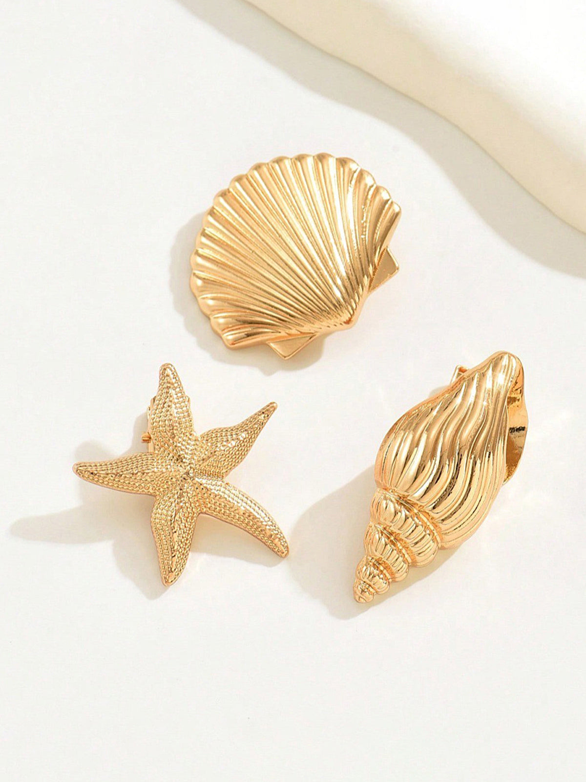 3pcs Shell Conch Starfish Hair Clips, Beach Wedding Bridal Accessories