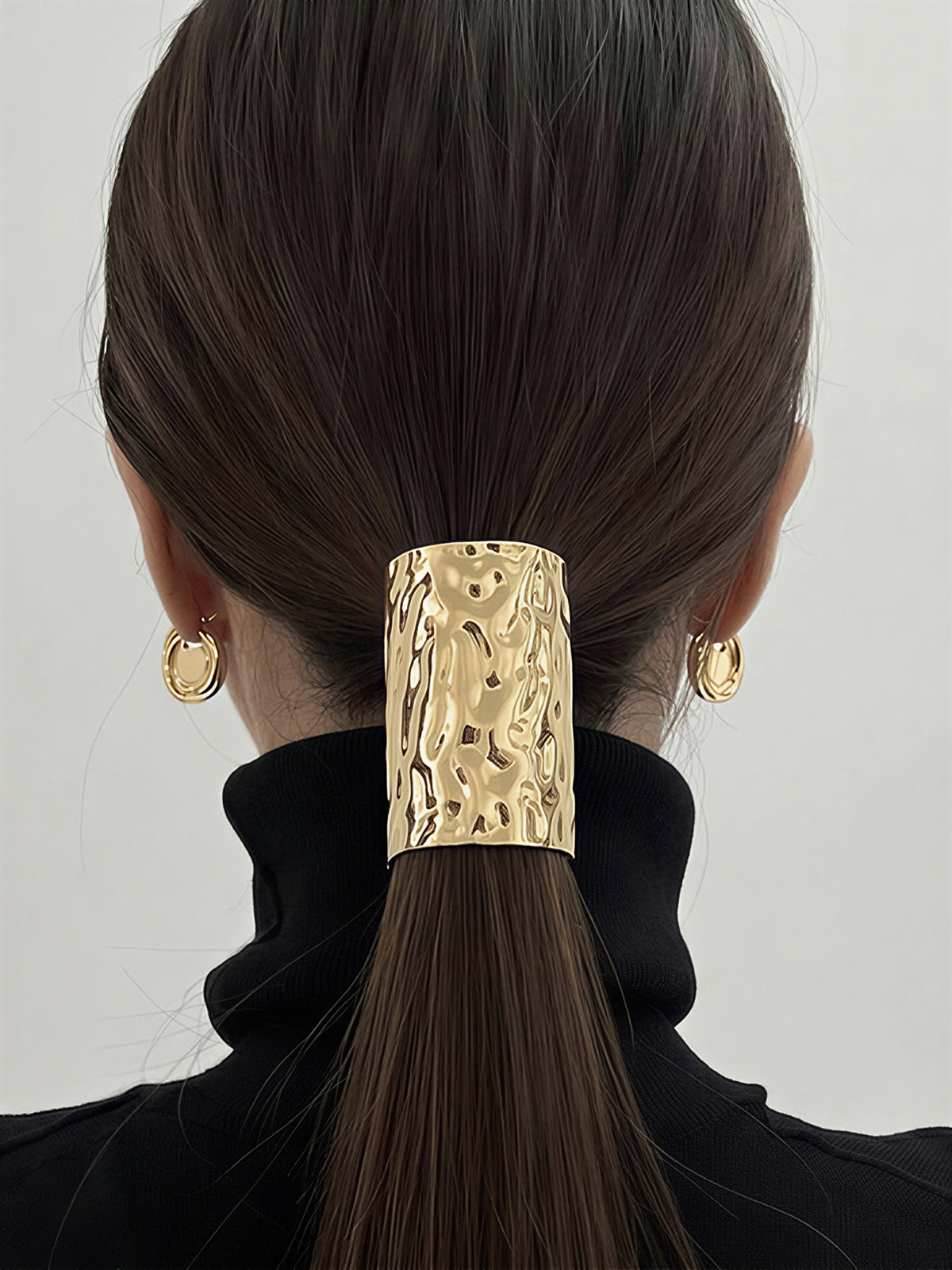 Hammered Textured Metal Ponytail Hair Clip Secure Grip Accessory
