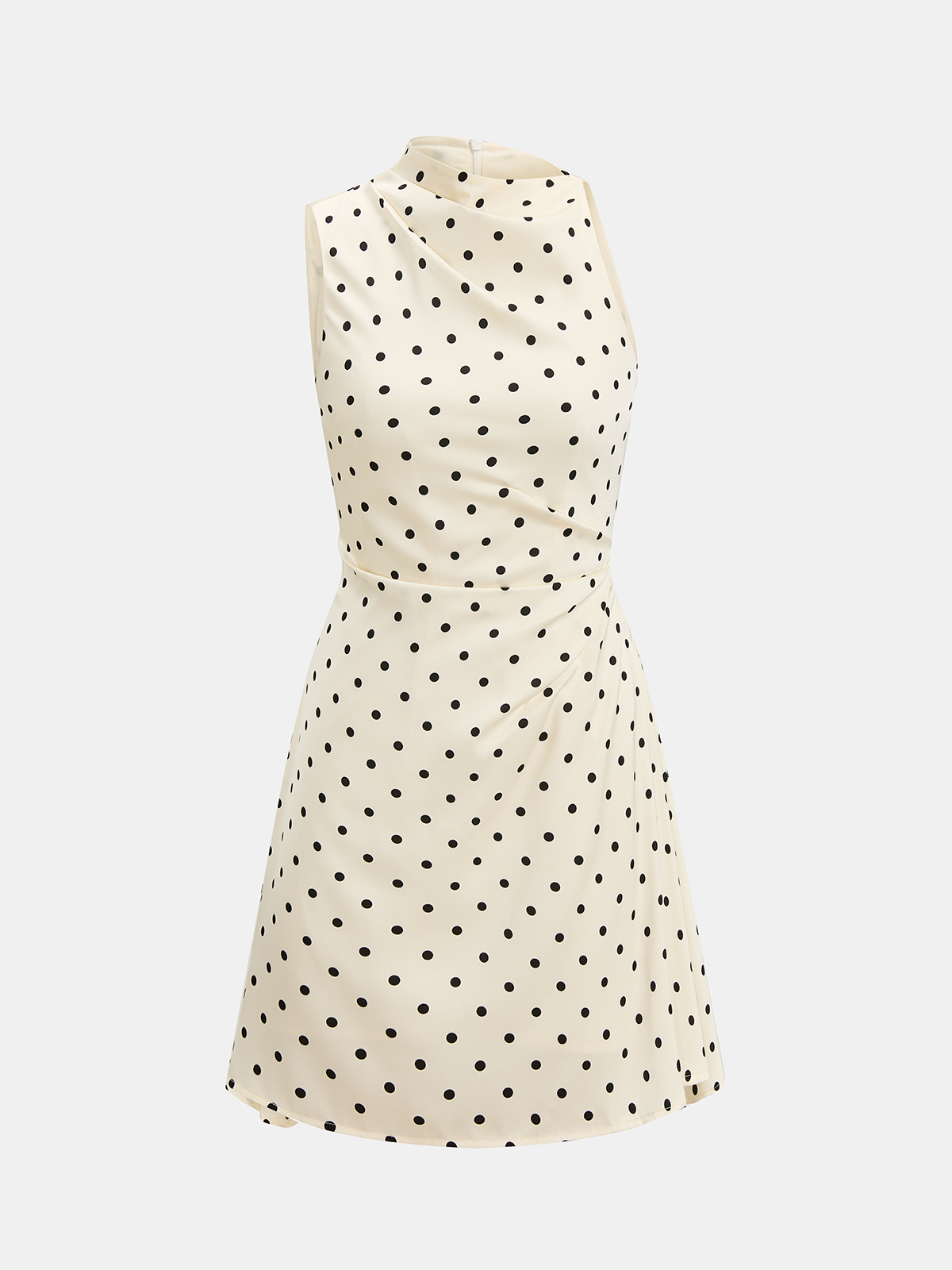 Polka Dot Sleeveless Ruched Mini Dress for Summer Casual Wear