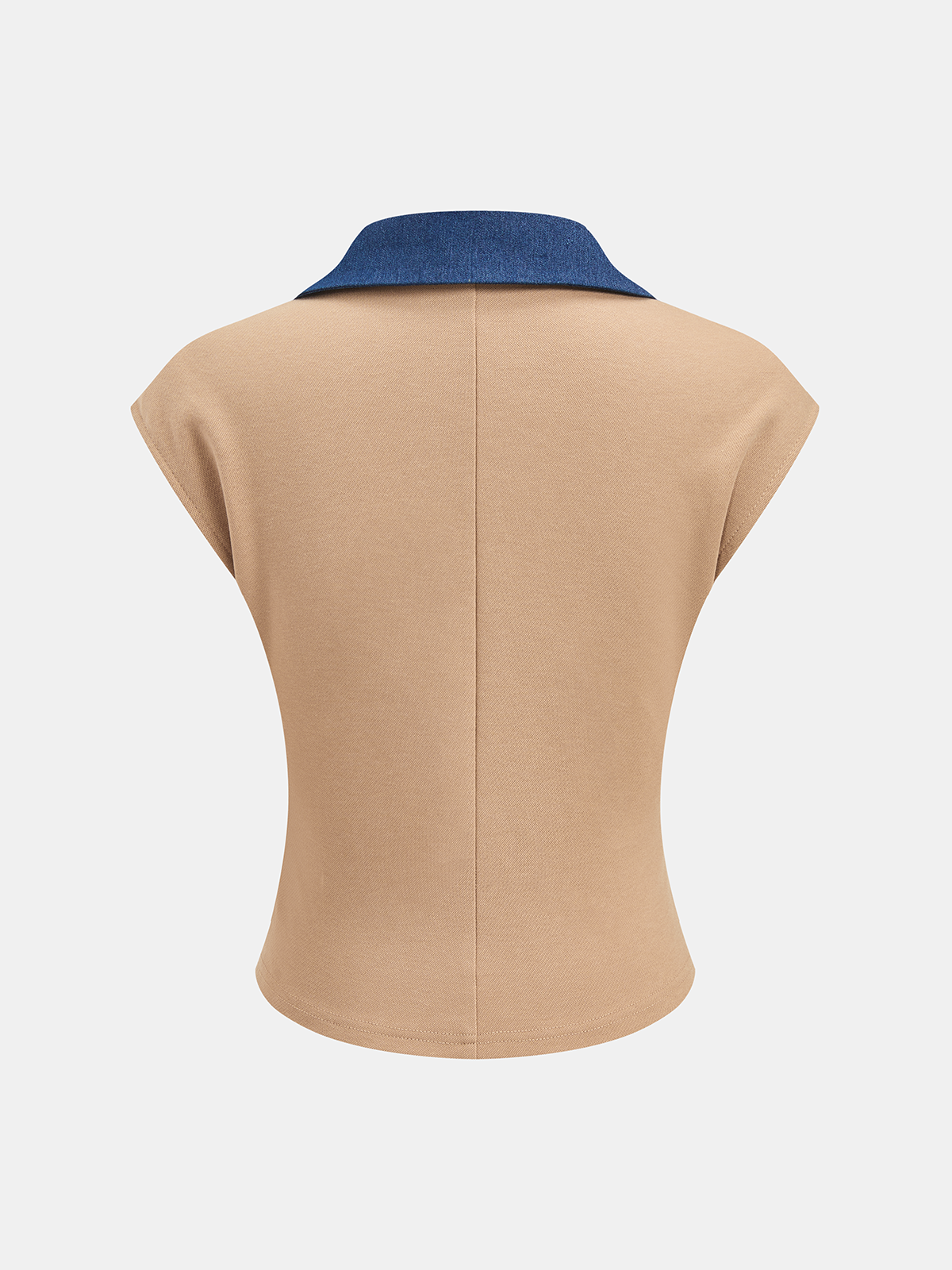 Denim Panel Sleeveless Knit Top & Pants Set for Women Comfort Fit