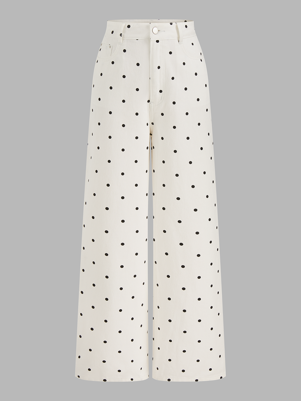 Polka Dot Denim Wide Leg Jeans for Women Trendy High Waist