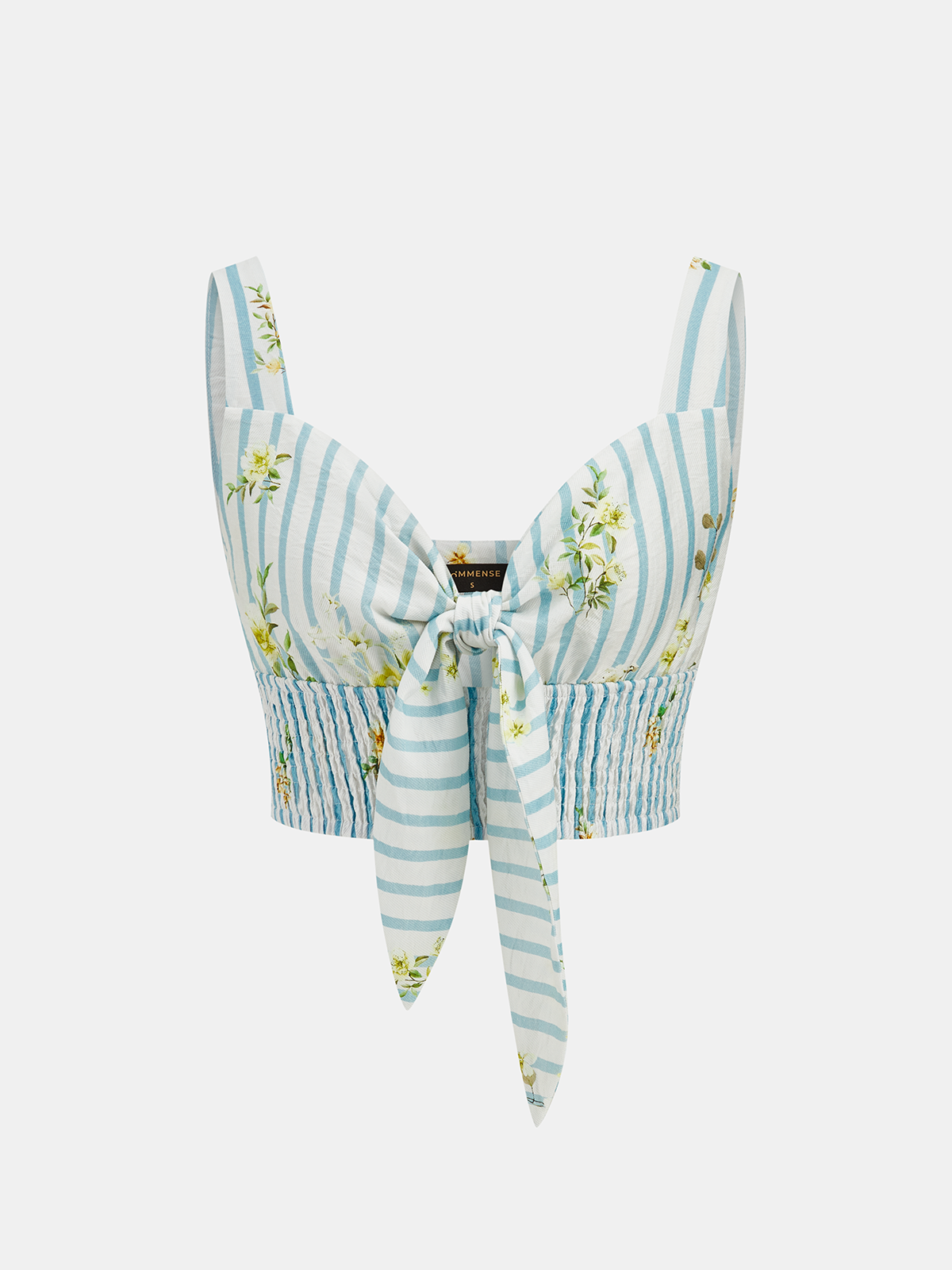 Floral Print Striped Smocked Top & Skirt Set for Women Spring Collection