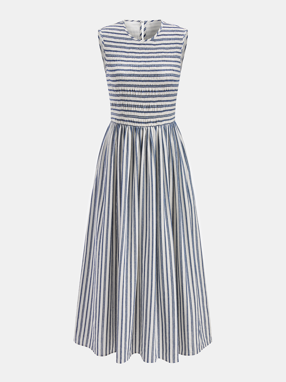 Striped Cotton Sleeveless Smocked Maxi Dress for Summer Casual Wear