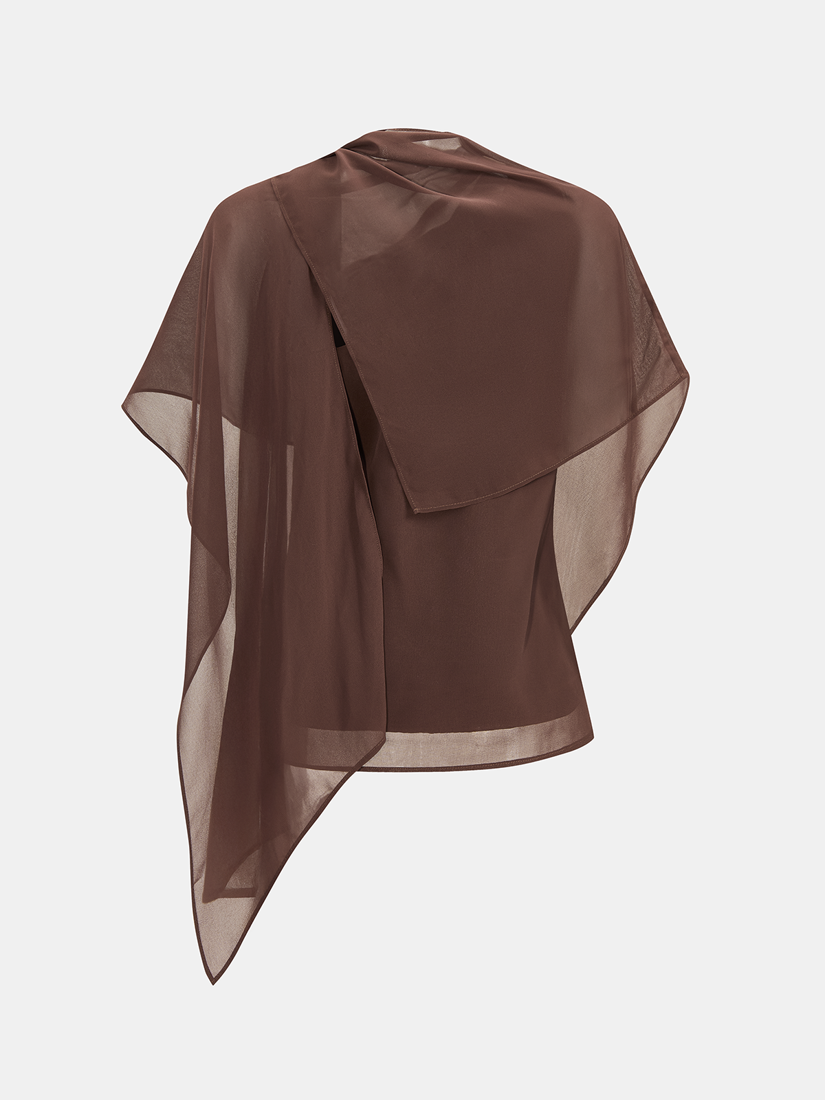 Sheer Scarf Top & One-Shoulder Top Two-Piece Set with Wrap Detail for Women