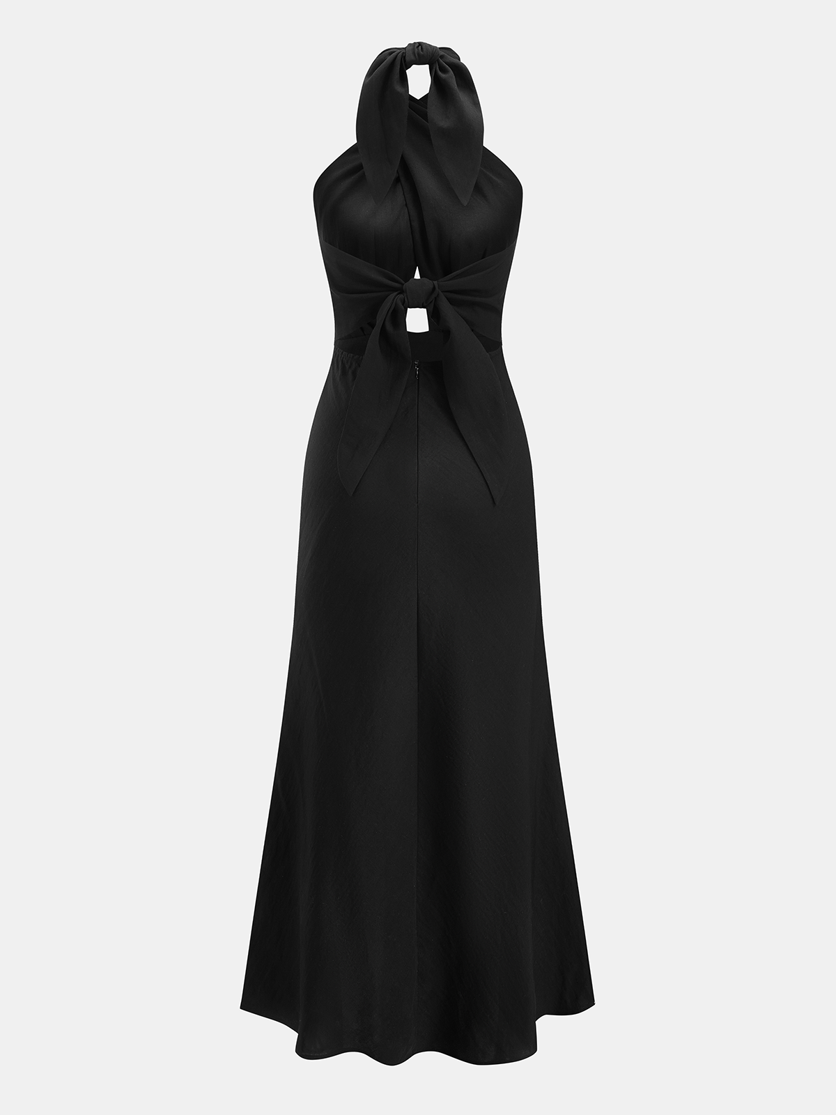 Cotton Linen Halter Neck Cut-Out Maxi Dress for Summer Beachwear