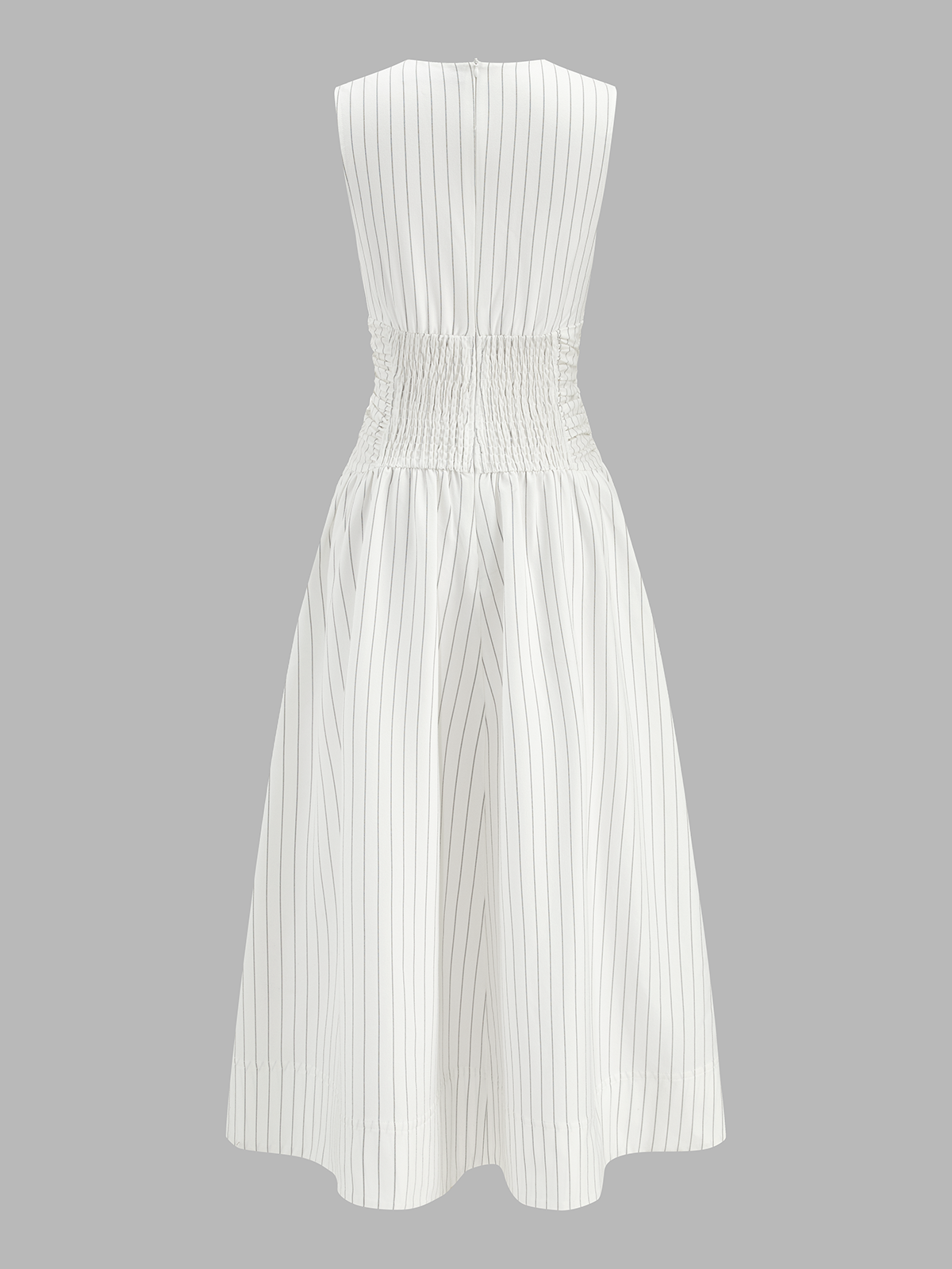 Cotton Blend Striped Ruched Sleeveless Maxi Dress for Women Summer Casual