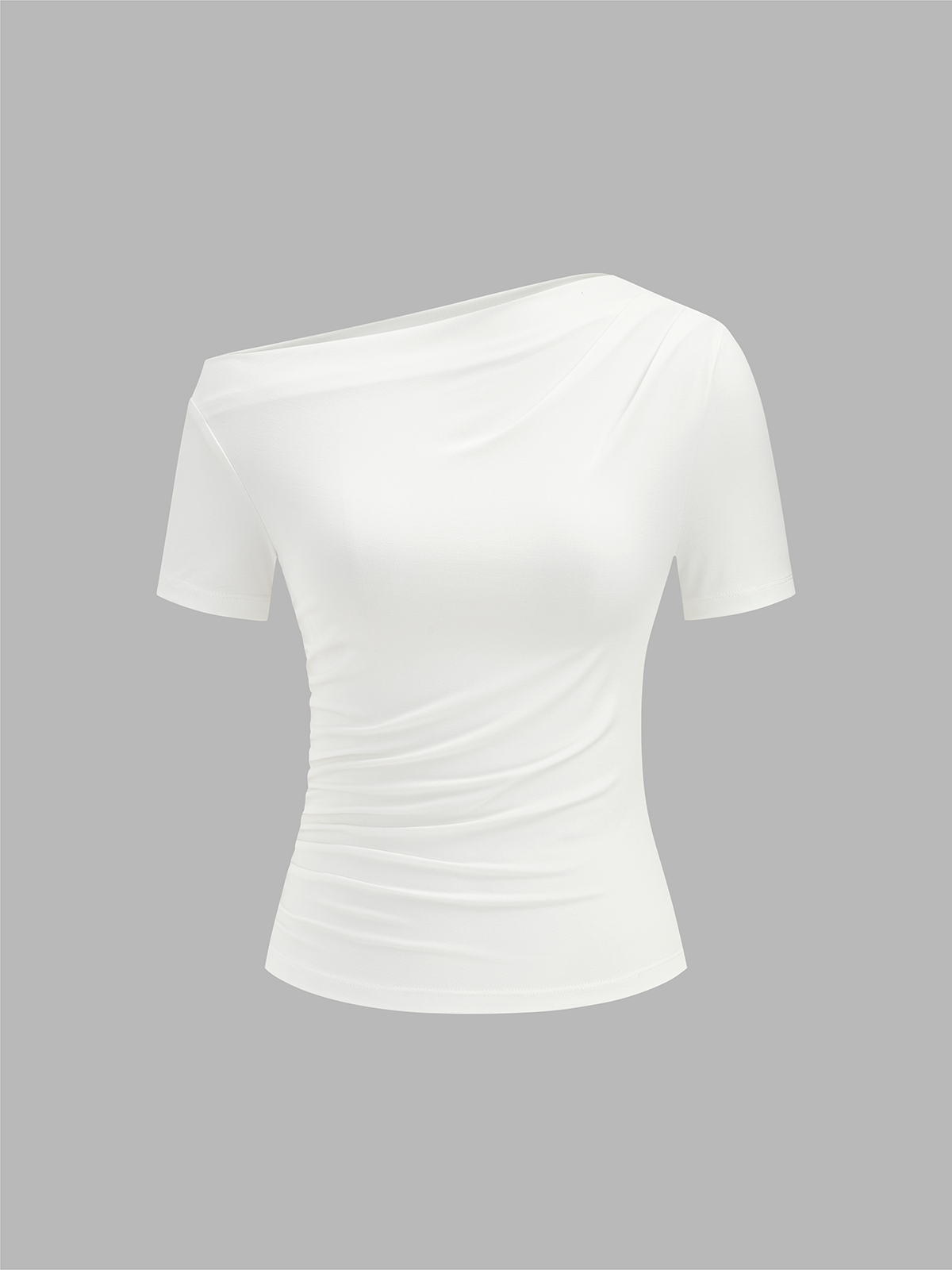 Ruched Off Shoulder Slim Short Sleeve Top for Women Casual Wear